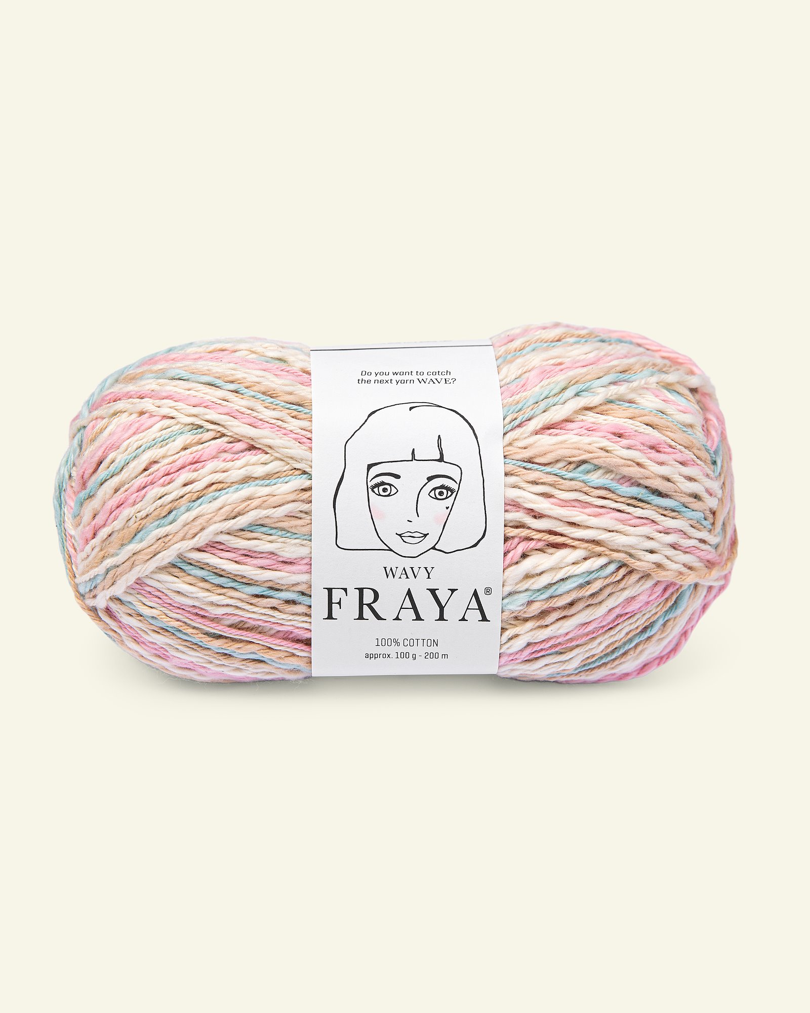 FRAYA, struktur bomuldsgarn "Wavy", lys mint-lyserød mix 90000202_pack