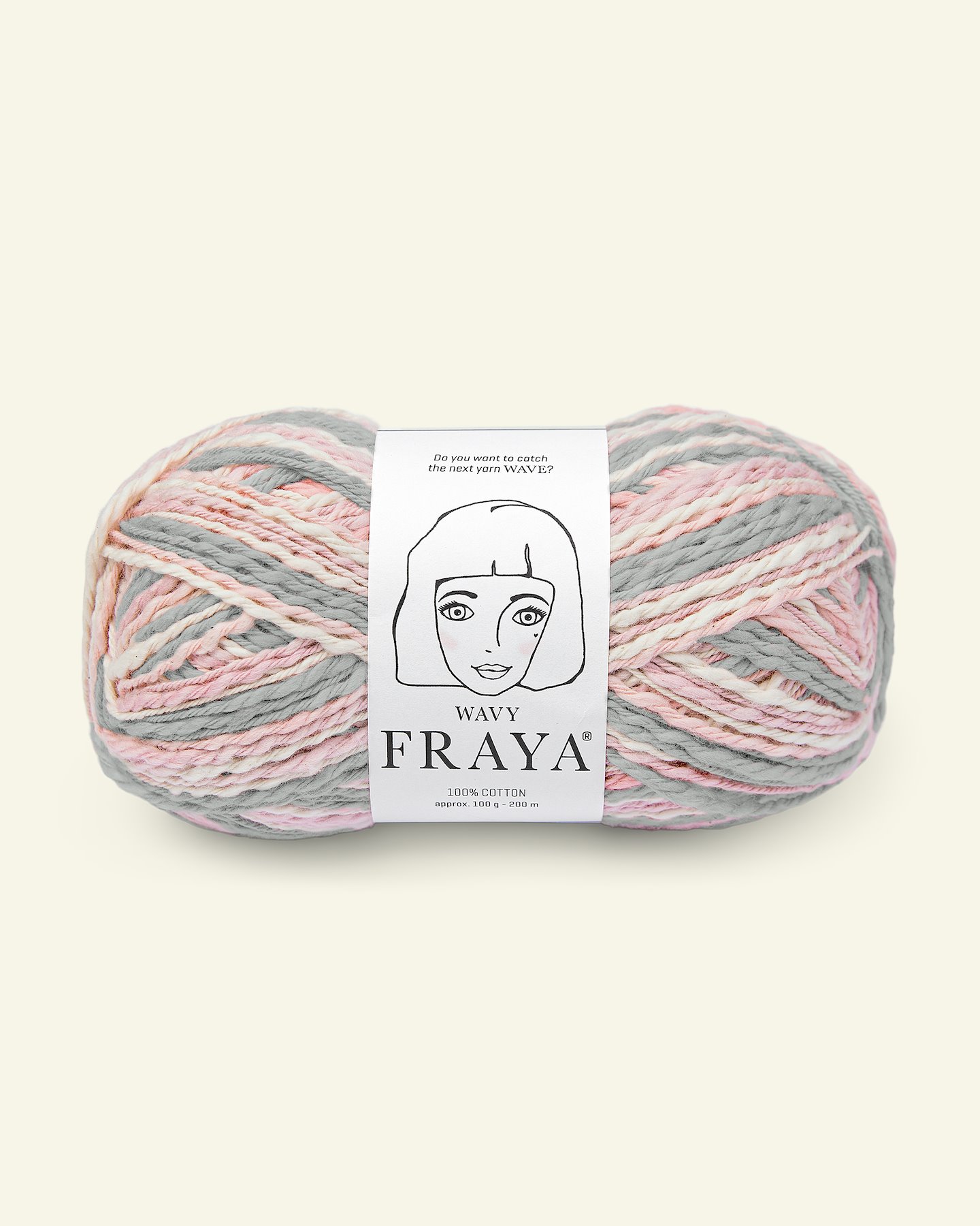 FRAYA, struktur bomullsgarn "Wavy", lys grå/rosa mix 90000939_pack