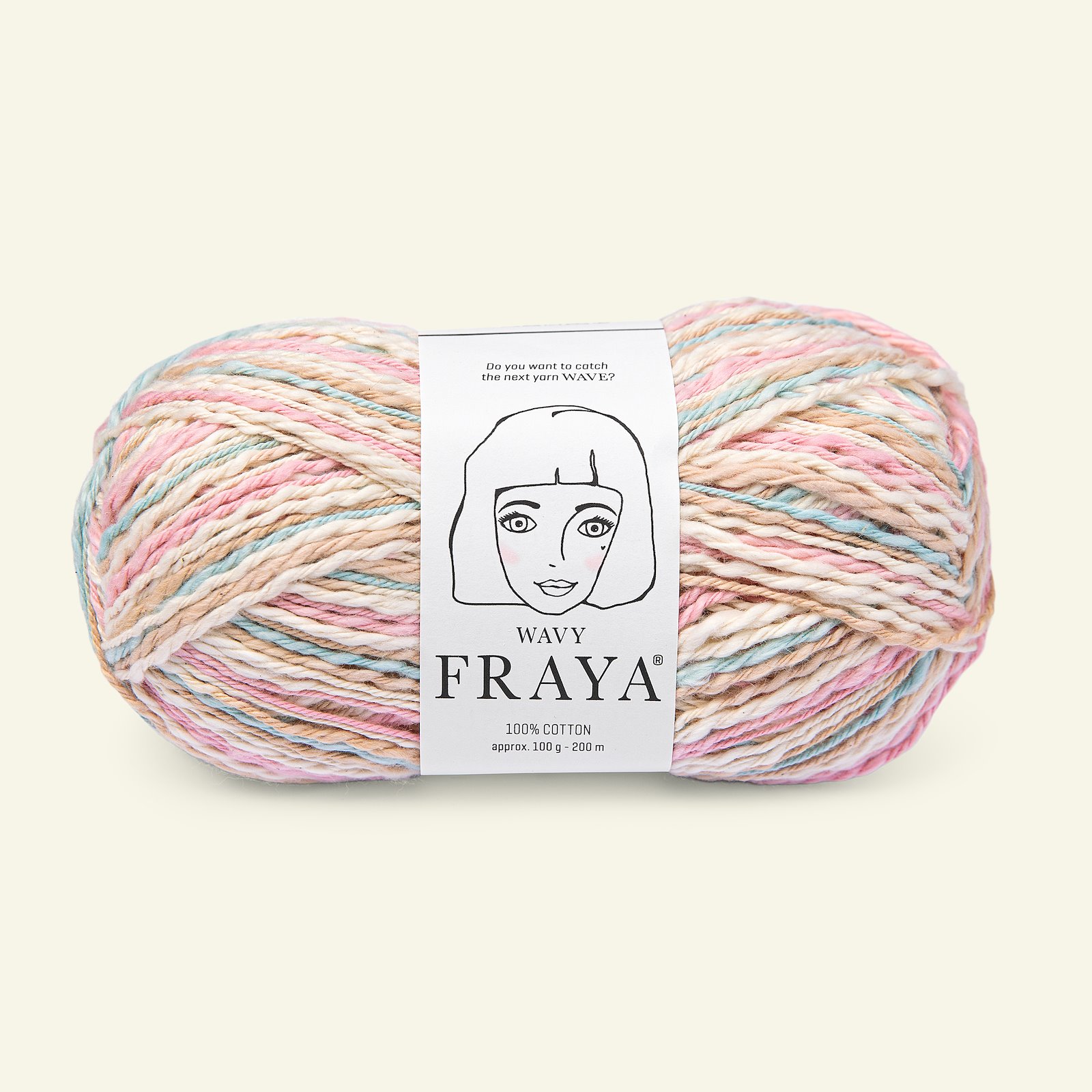 FRAYA, struktur bomullsgarn "Wavy", lys mint-rosa mix 90000202_pack
