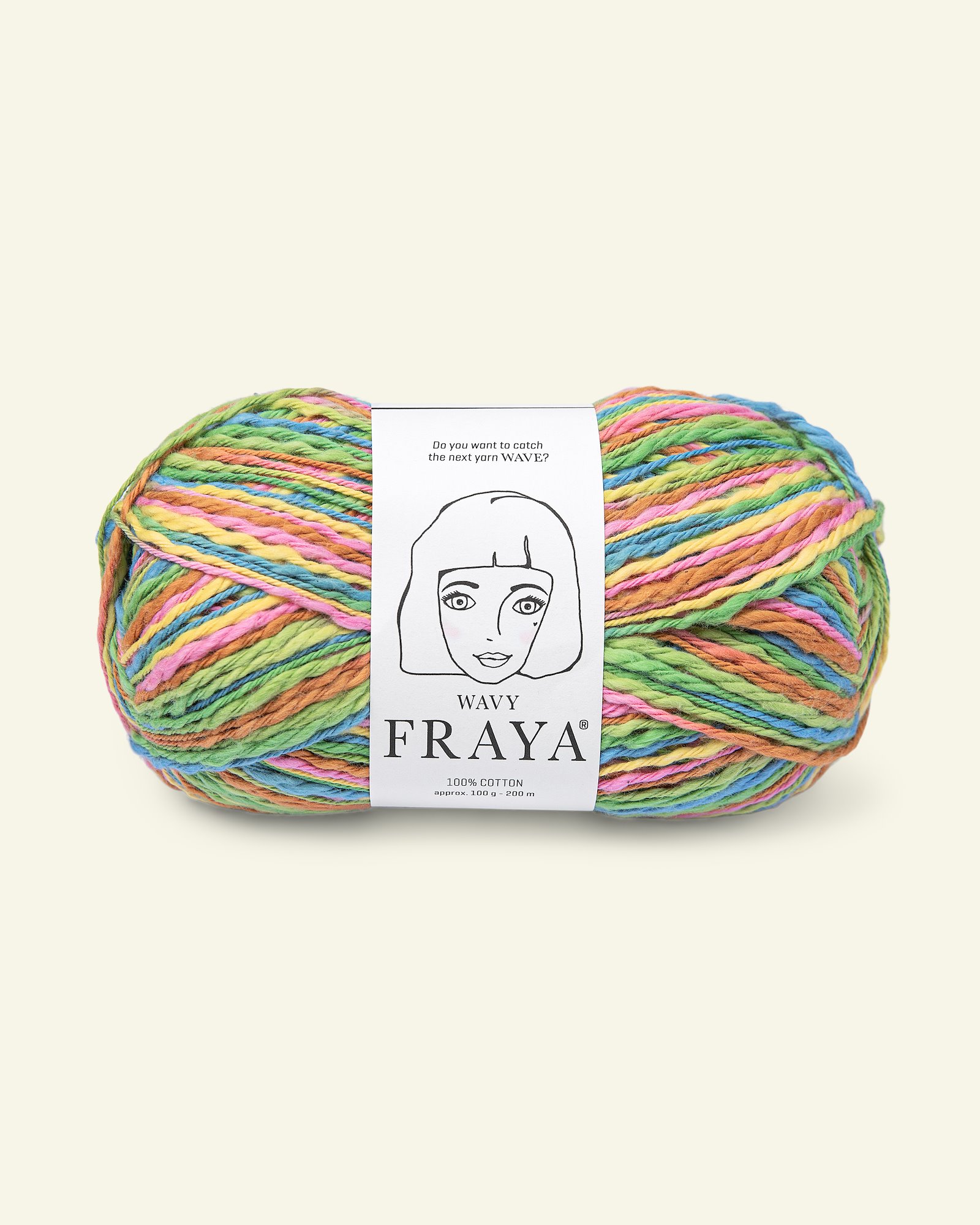FRAYA, textured cotton yarn "Wavy", green-pink mix 90000200_pack