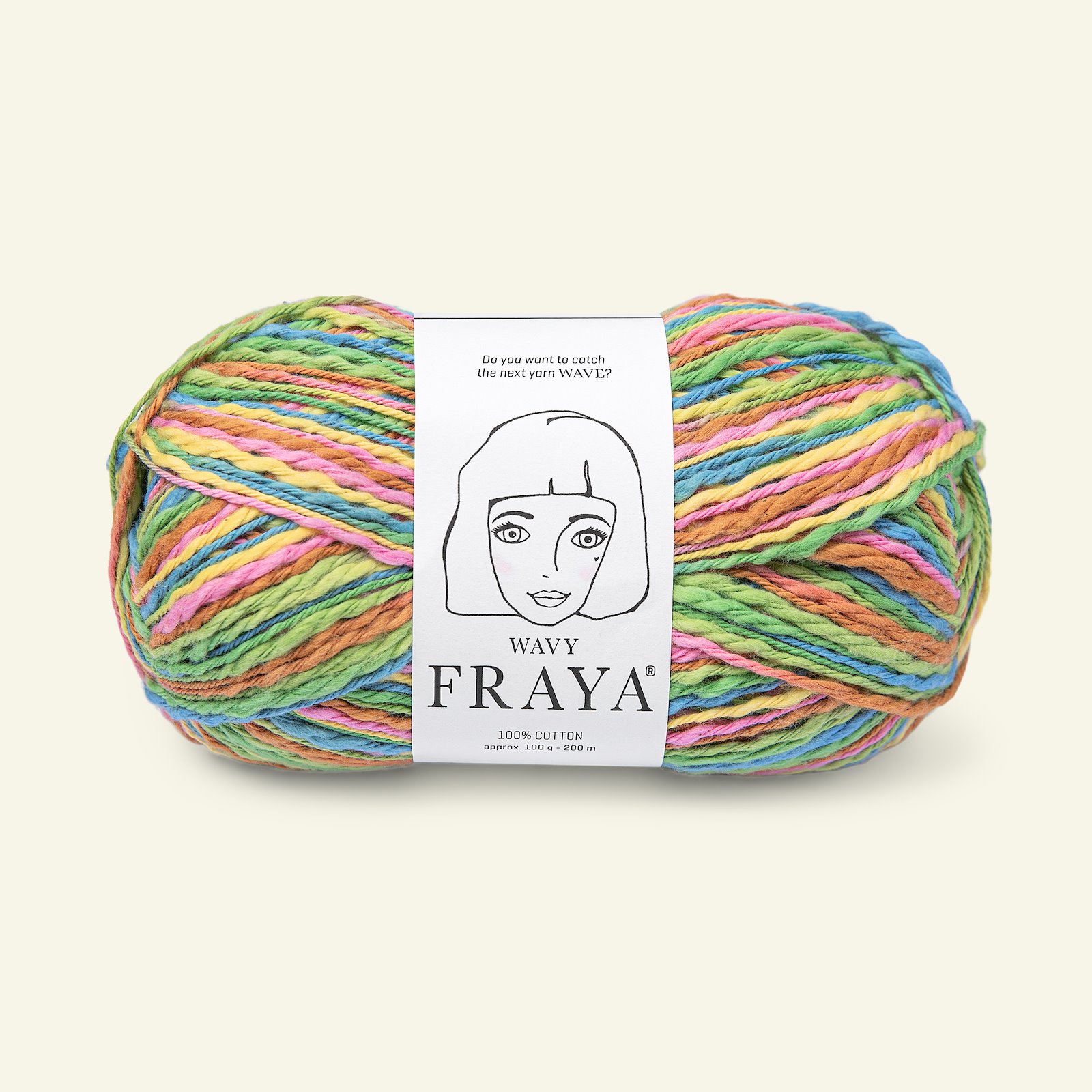 FRAYA, textured cotton yarn "Wavy", green-pink mix 90000200_pack