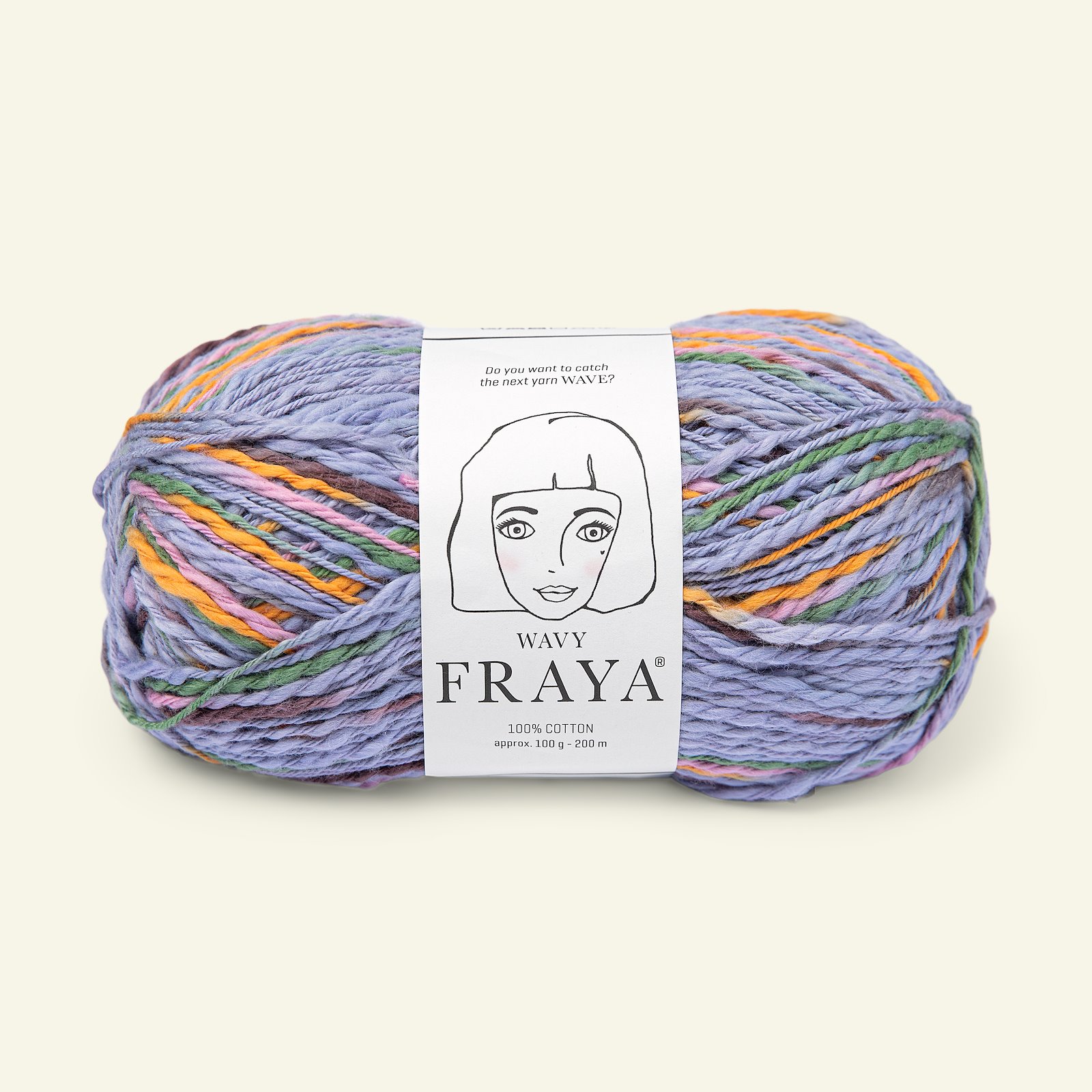FRAYA, textured cotton yarn "Wavy", purple-orange mix 90000201_pack