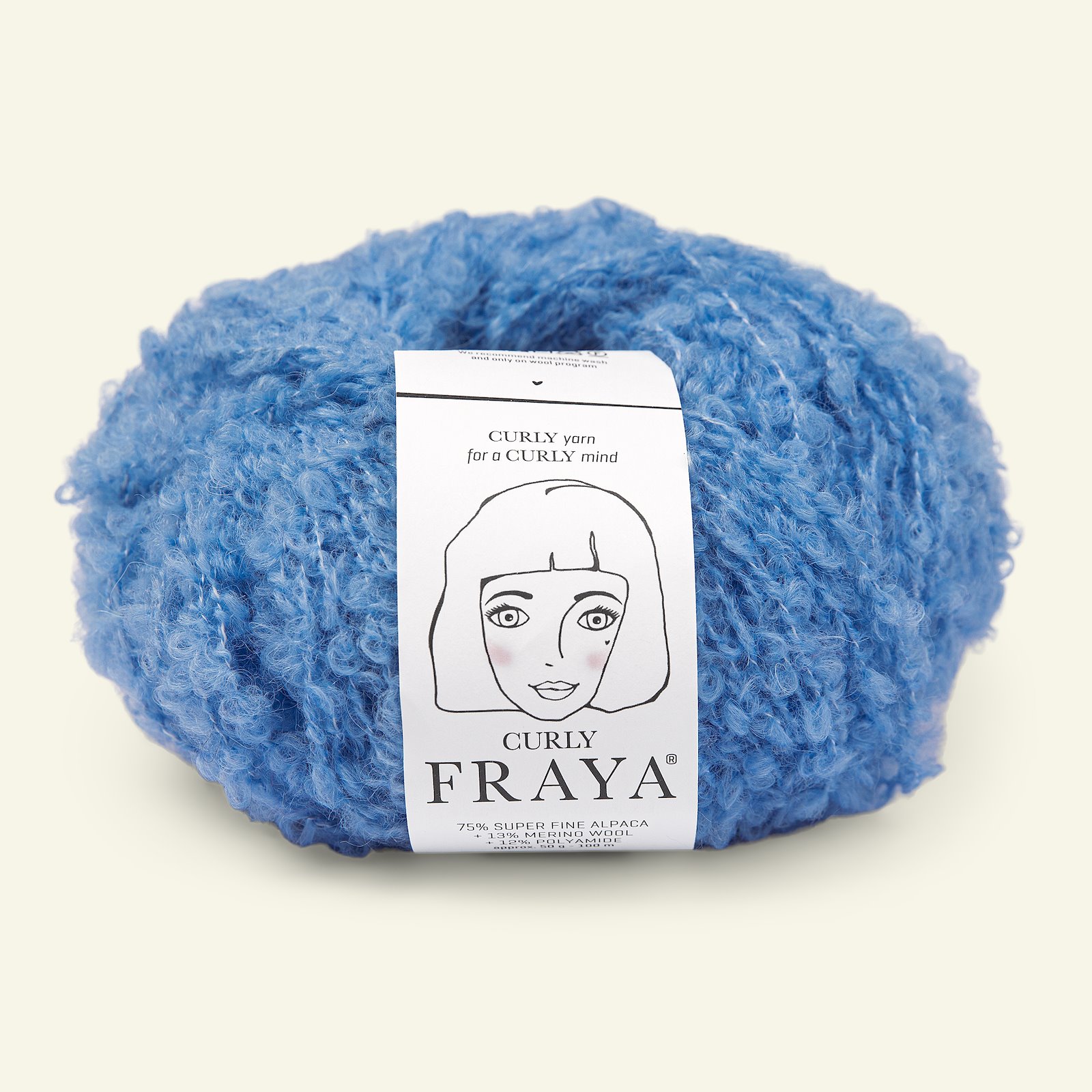 FRAYA, textured wool yarn "Curly", bright blue 90000168_pack