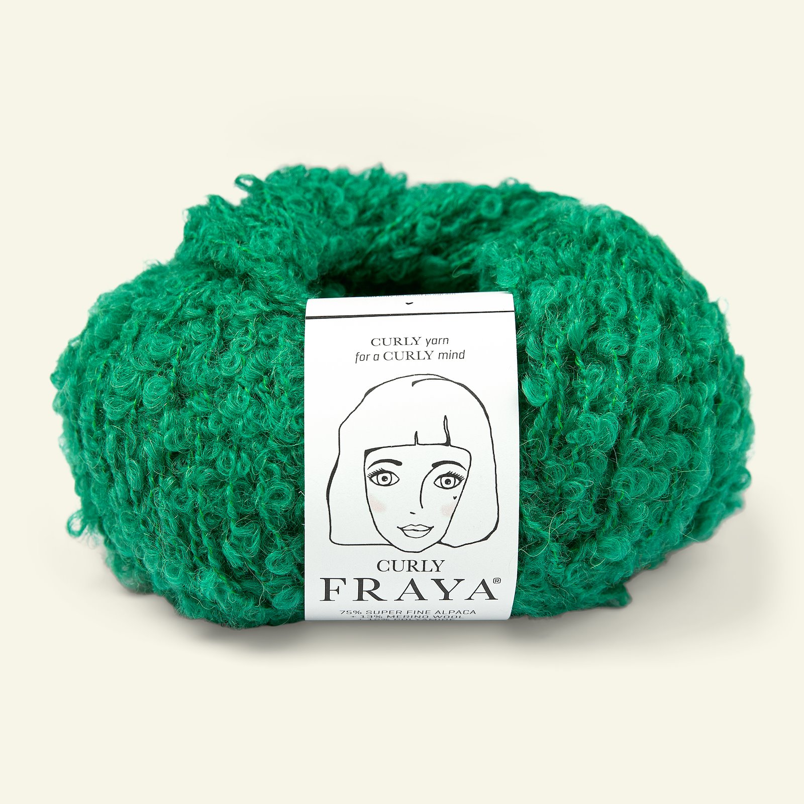 FRAYA, textured wool yarn "Curly", bright green 90000171_pack