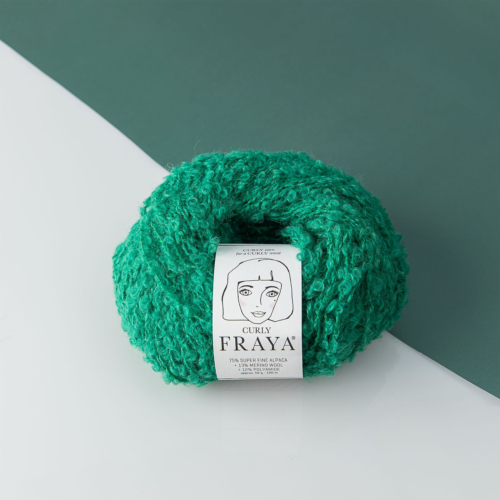 FRAYA, textured wool yarn "Curly", bright green 90000171_sskit_b