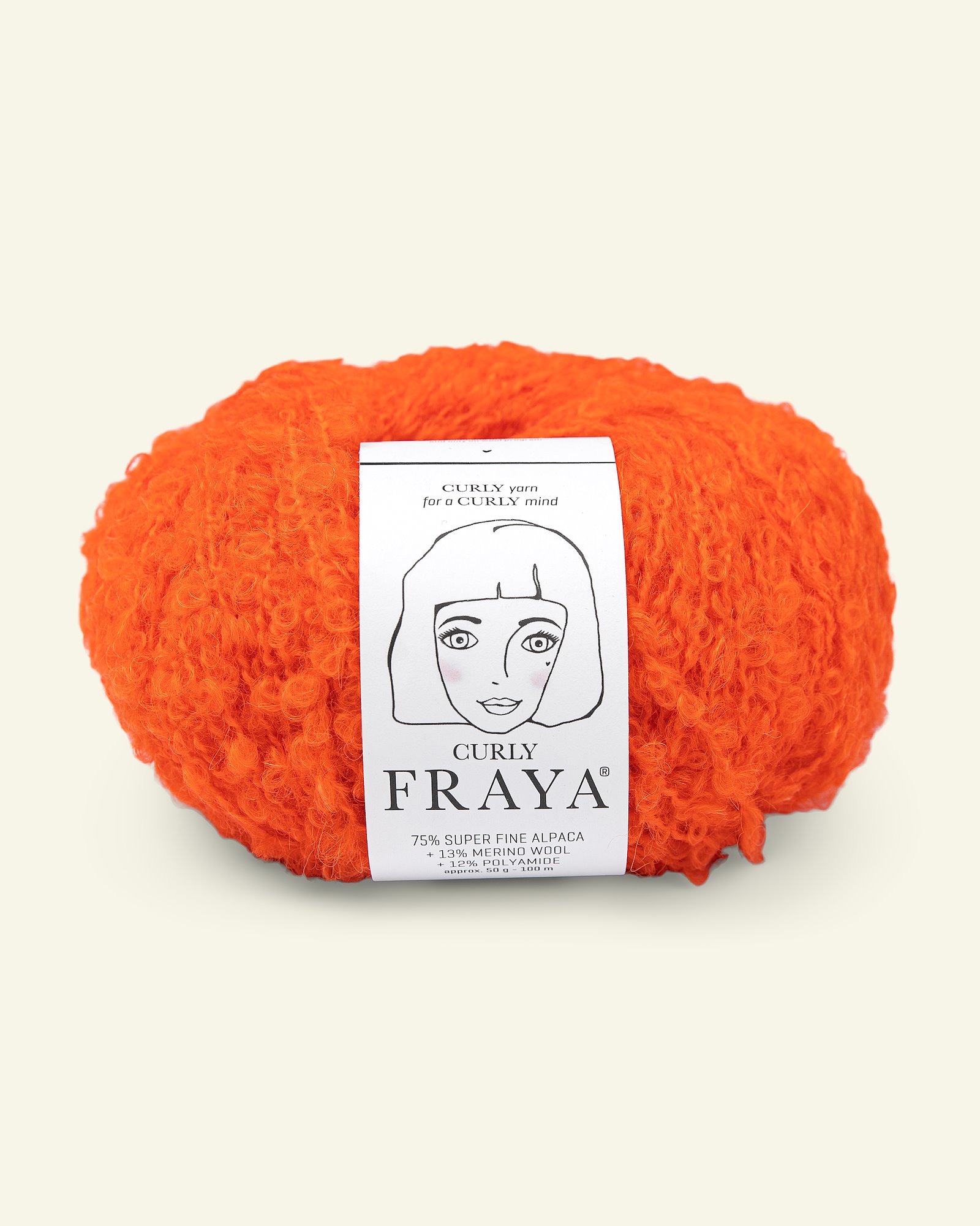 FRAYA, textured wool yarn "Curly", bright orange 90000170_pack