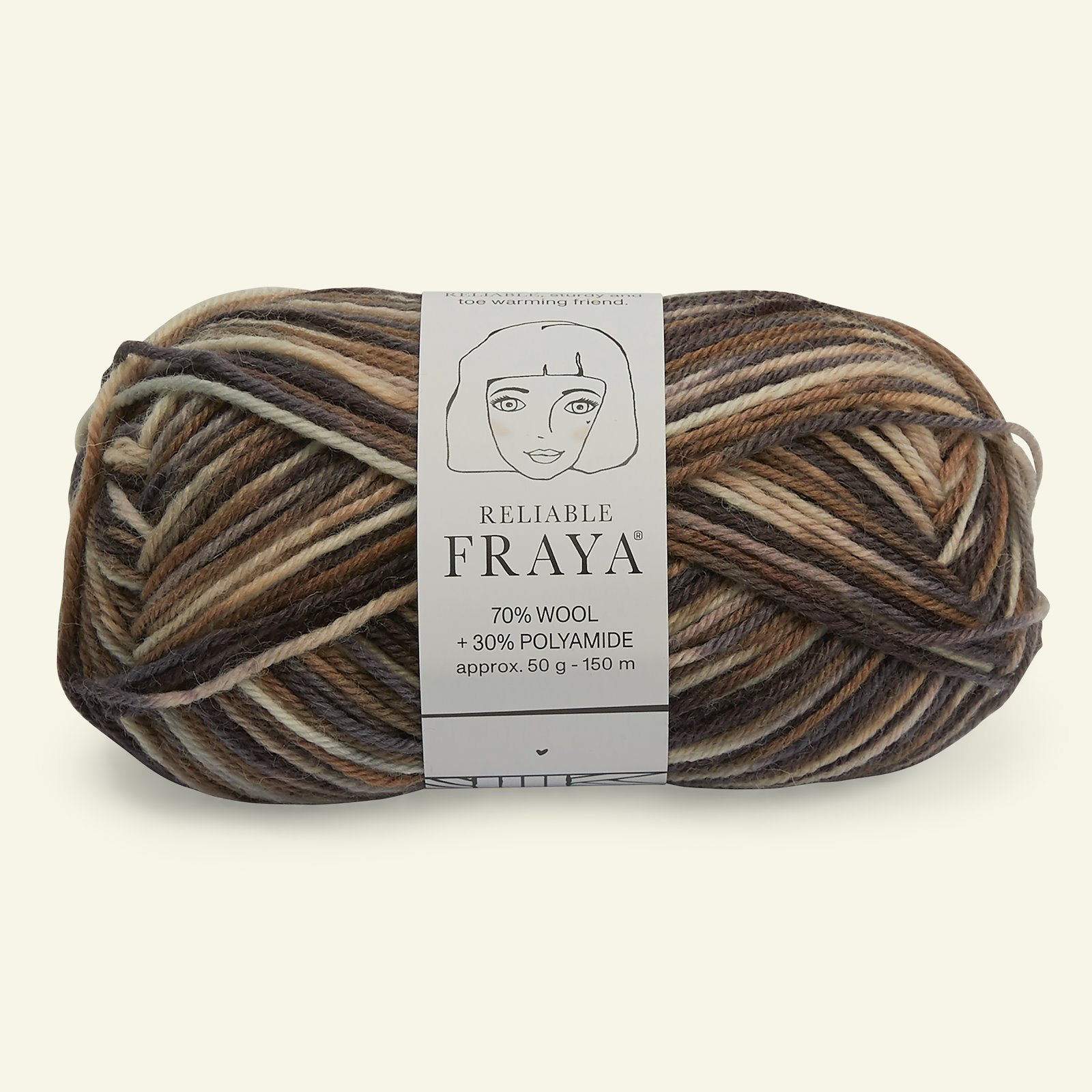 FRAYA, ullgarn "Reliable", brun/beige mix frg. 90001192_pack
