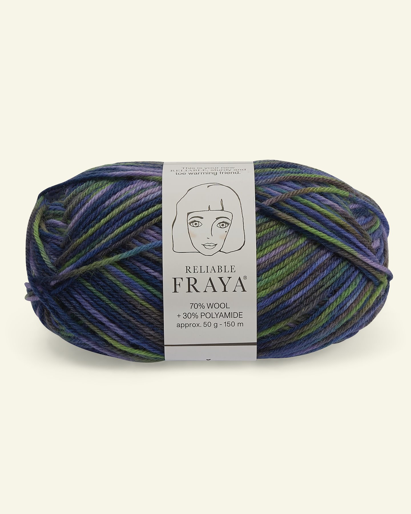 FRAYA, wool yarn "Reliable", green/purplw mix col. 90001202_pack