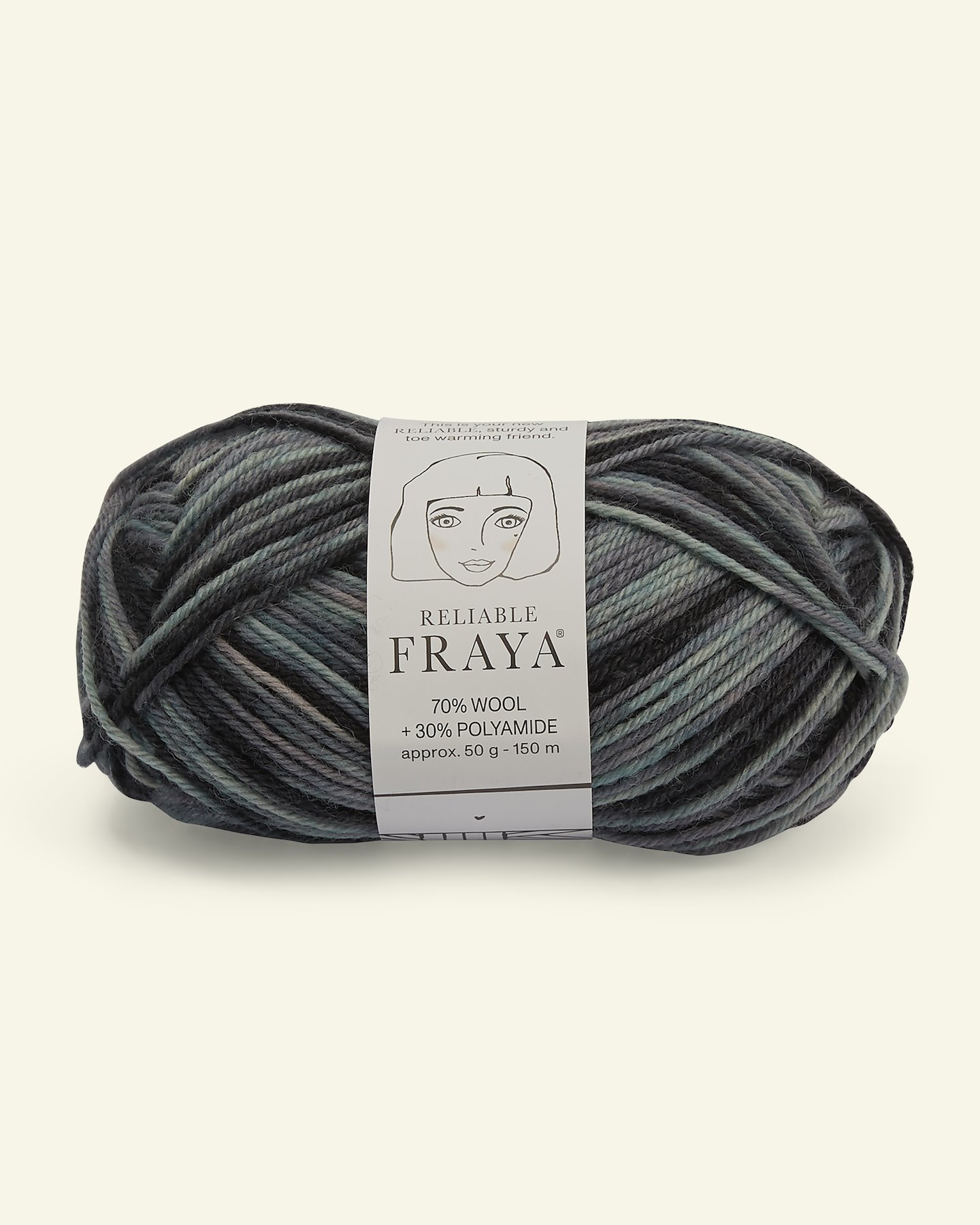 FRAYA, wool yarn "Reliable", grey/black mix col.  90001203_pack