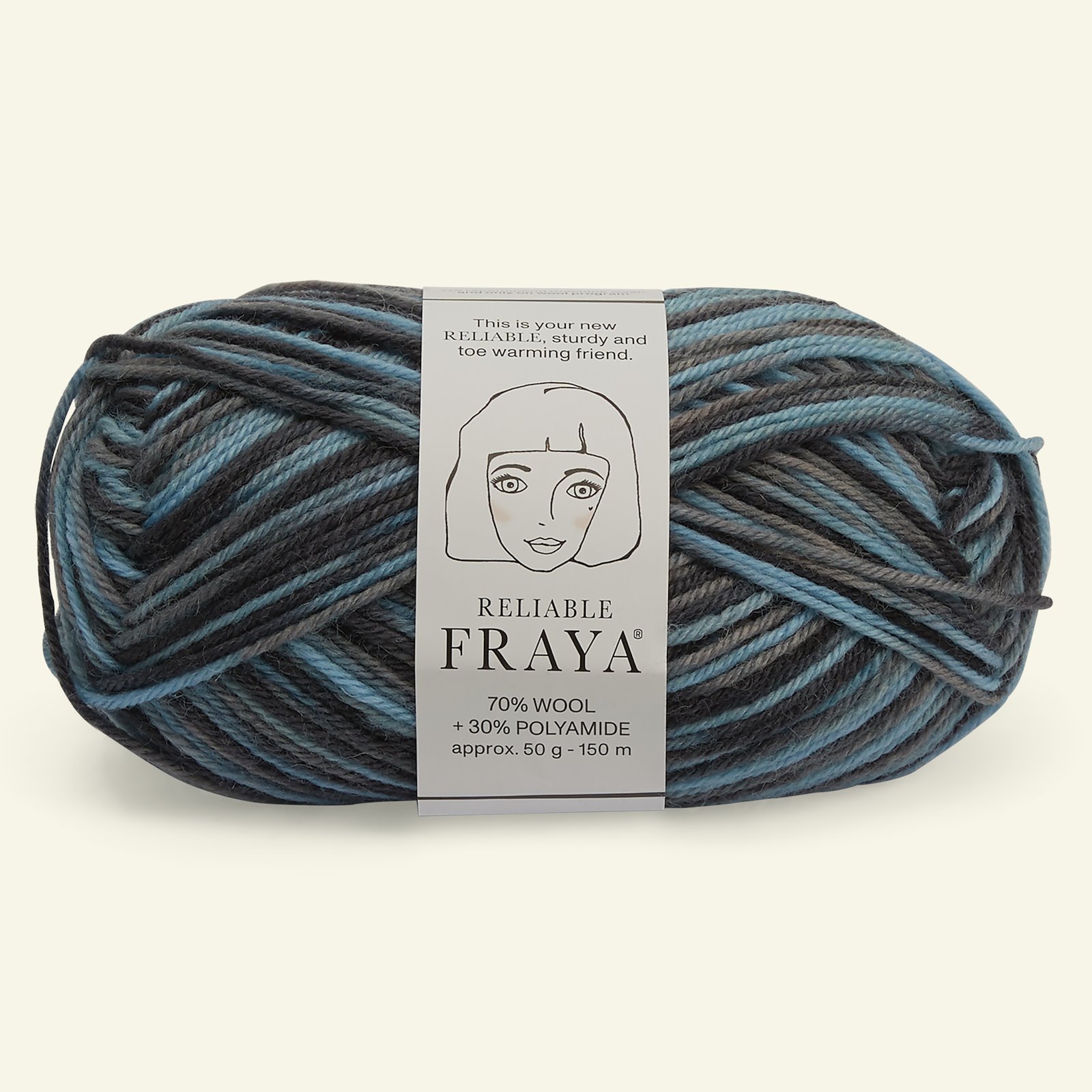 FRAYA, wool yarn "Reliable", grey/lt blue mix col.  90001195_pack