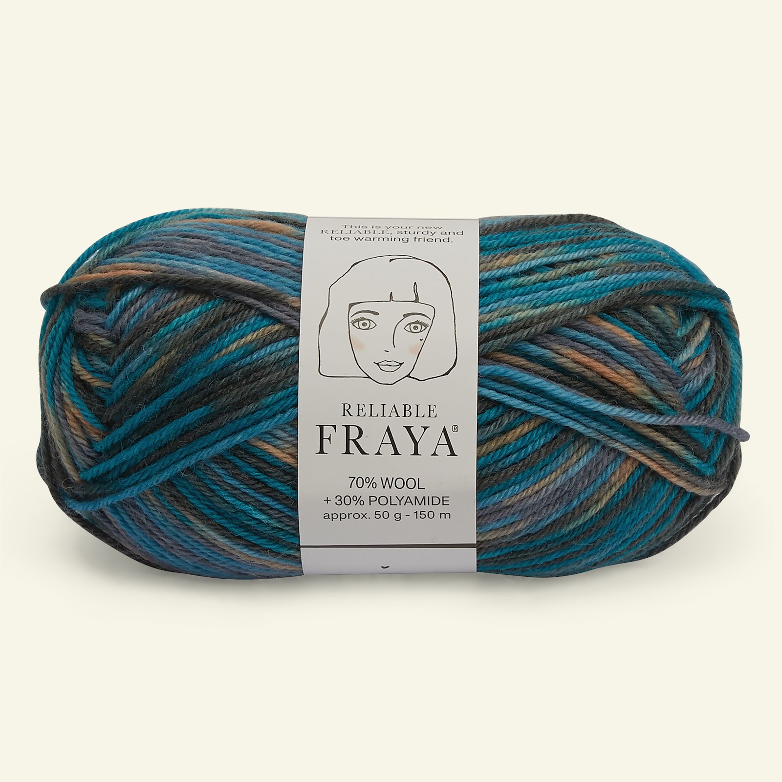 FRAYA, wool yarn "Reliable", petrol/grey mix col. 90001201_pack