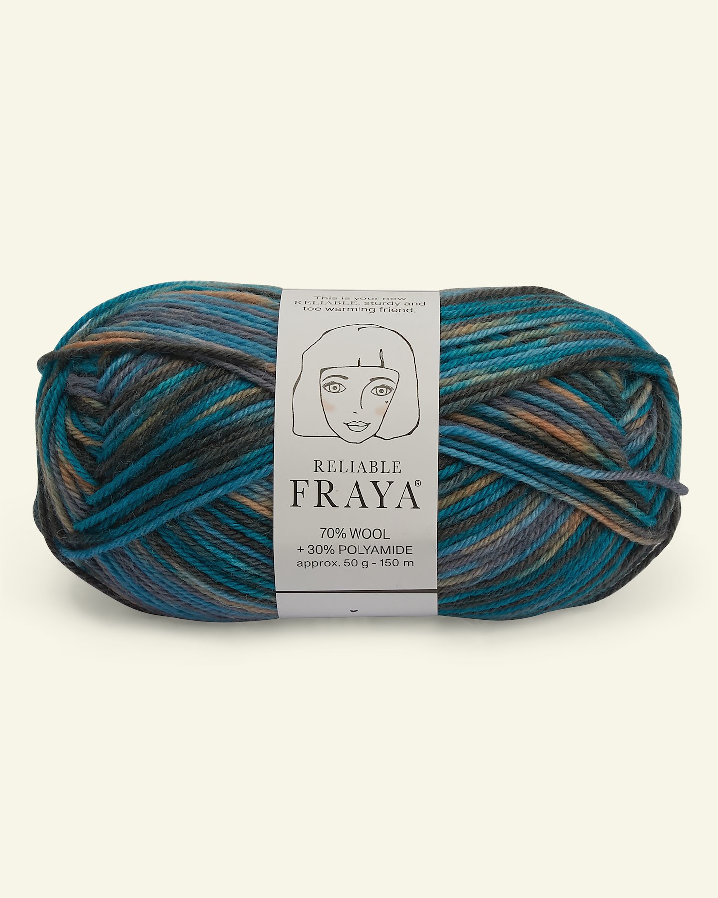 FRAYA, wool yarn "Reliable", petrol/grey mix col. 90001201_pack