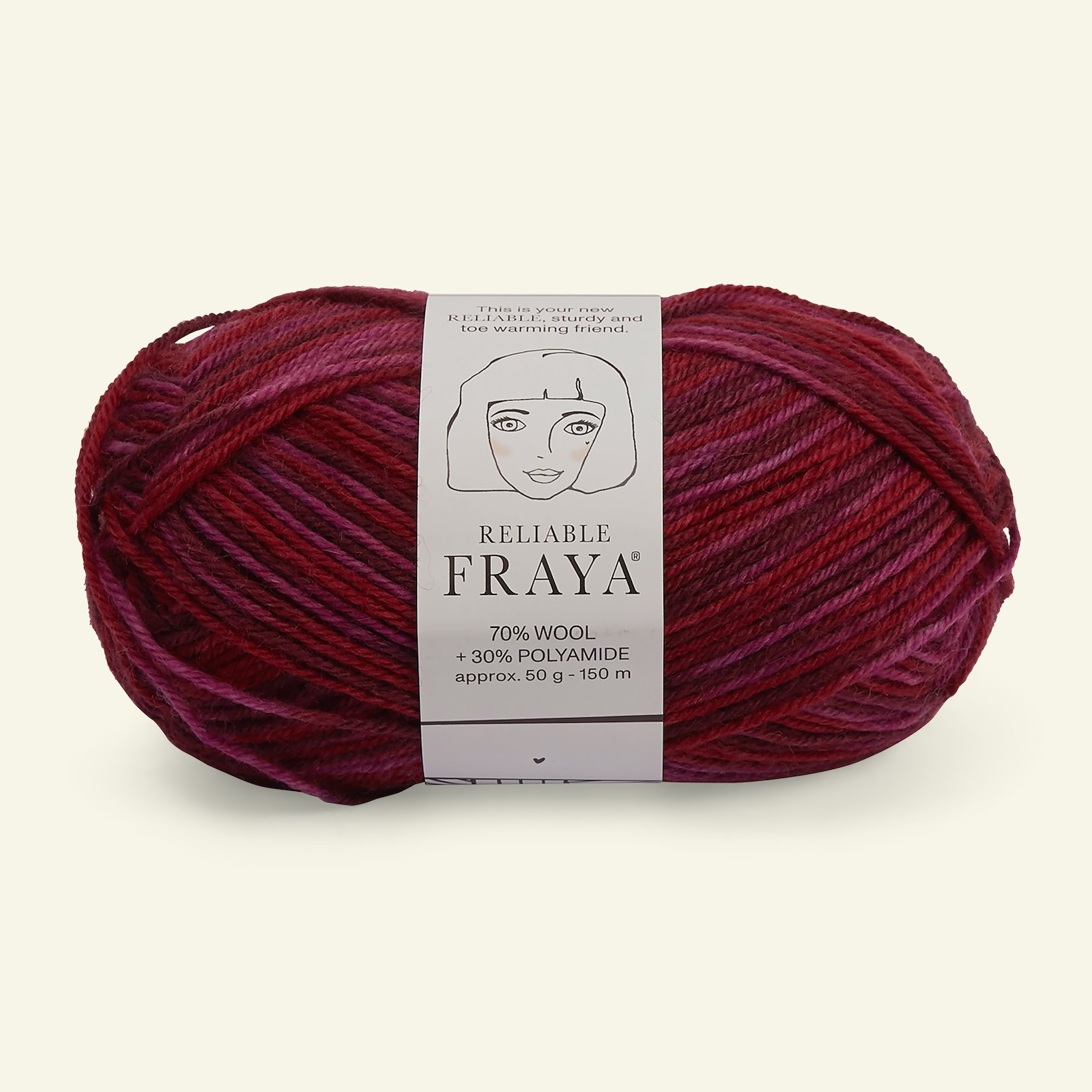 FRAYA, wool yarn "Reliable", pink/red mix col. 90001193_pack