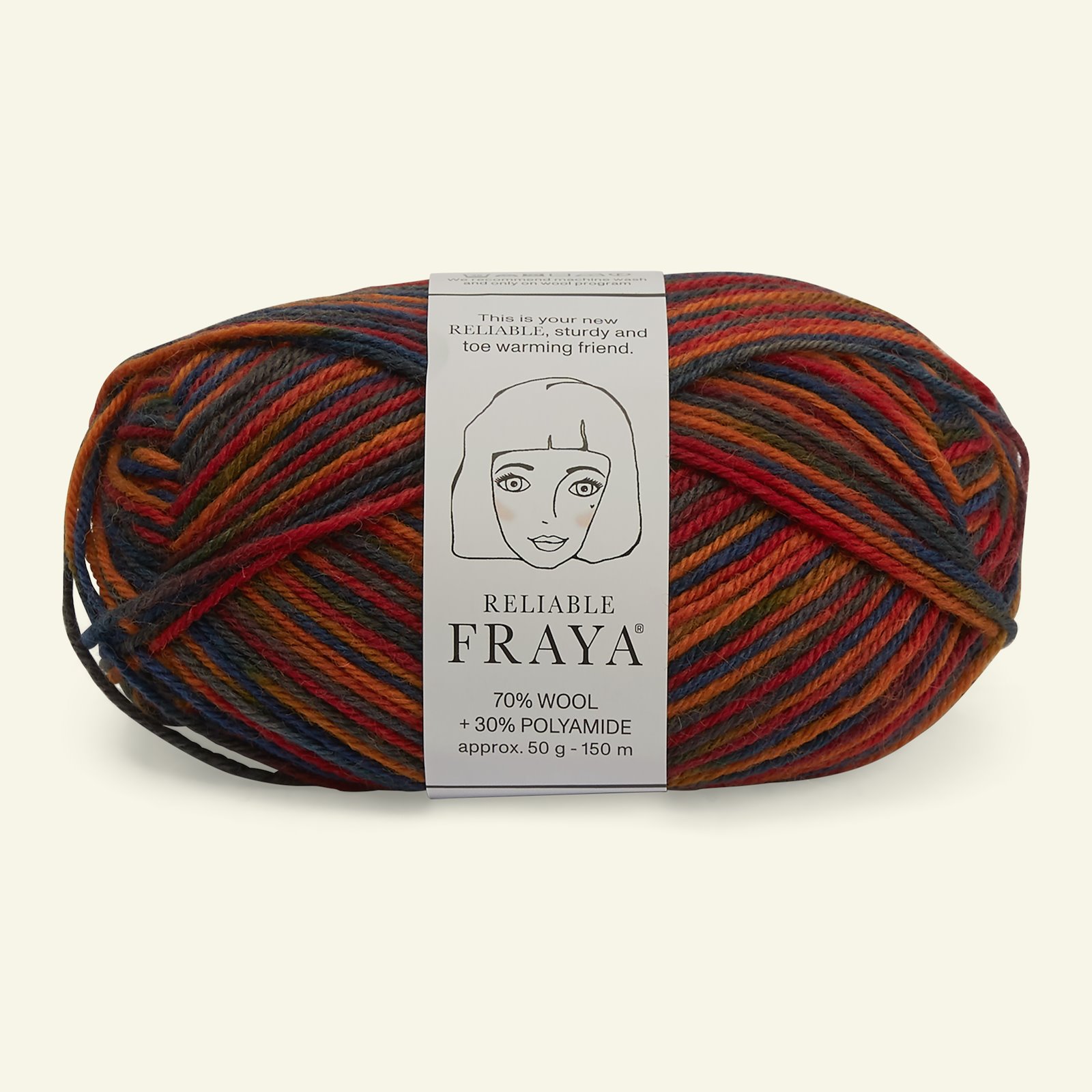 FRAYA, wool yarn "Reliable", red/petrol mix col. 90001200_pack