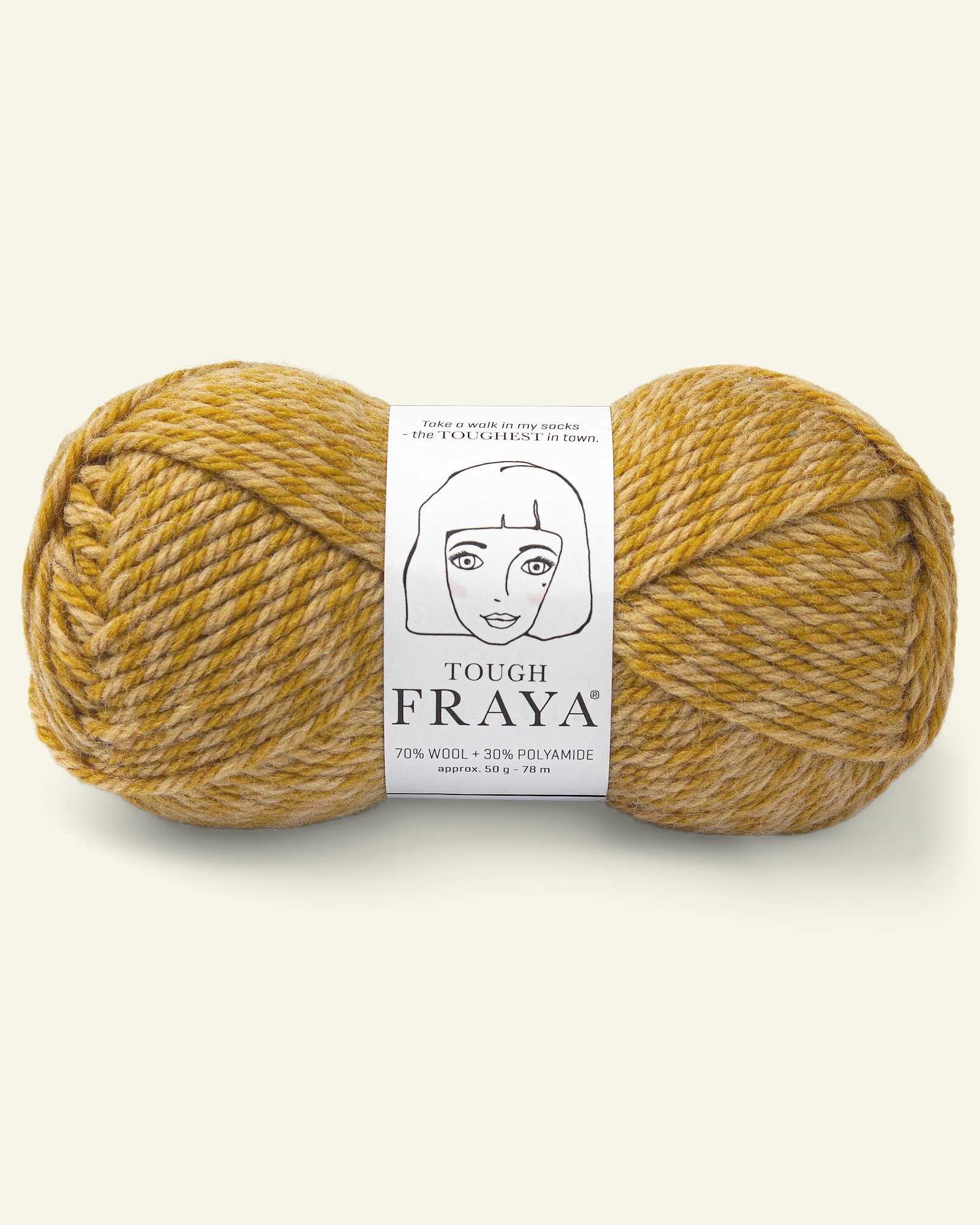 FRAYA, wool yarn "Tough", canarie yellow melange 90000136_pack