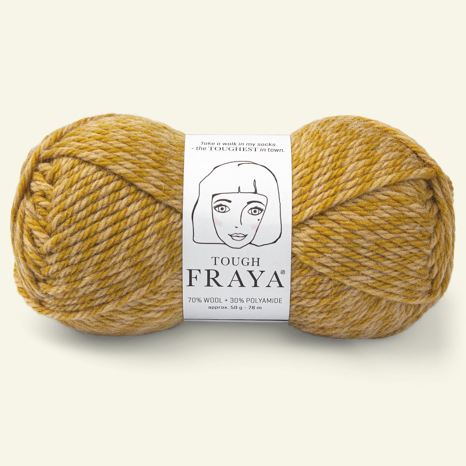 FRAYA, wool yarn "Tough", canarie yellow melange 90000136_pack