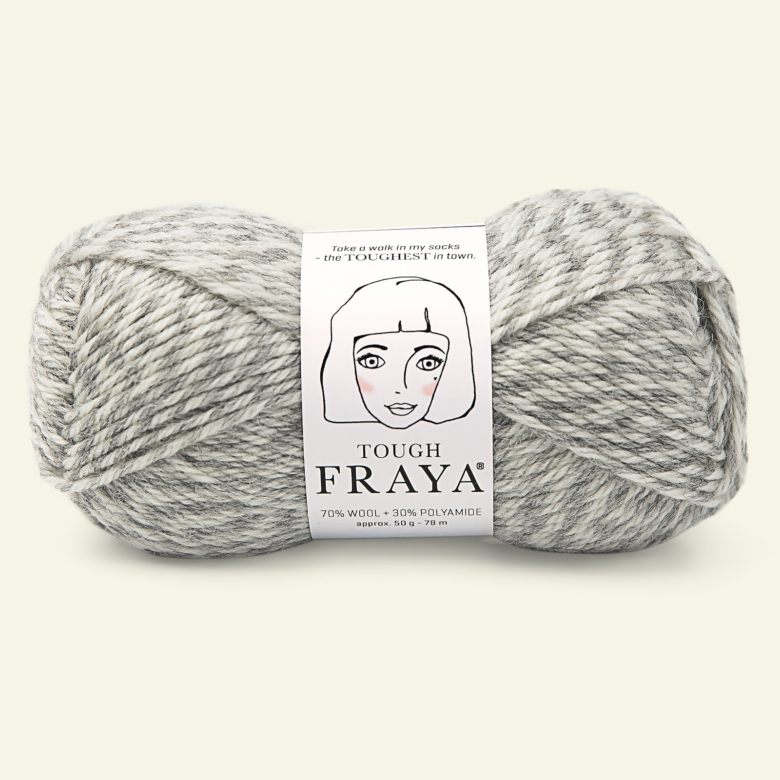 FRAYA, wool yarn "Tough", light grey melange 90043041_pack