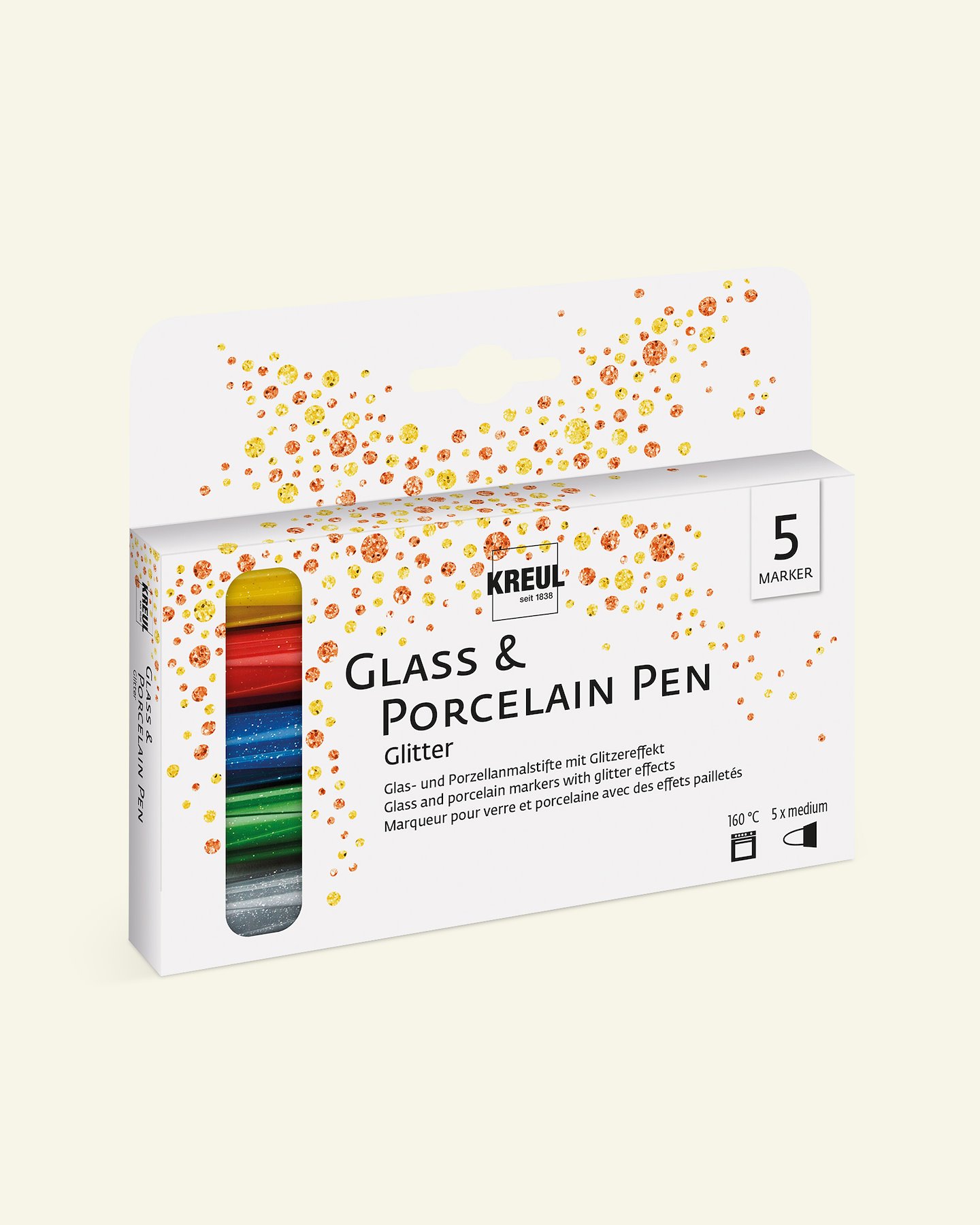 Glass&Porcelainpen medium set/5 glitter 31336_pack