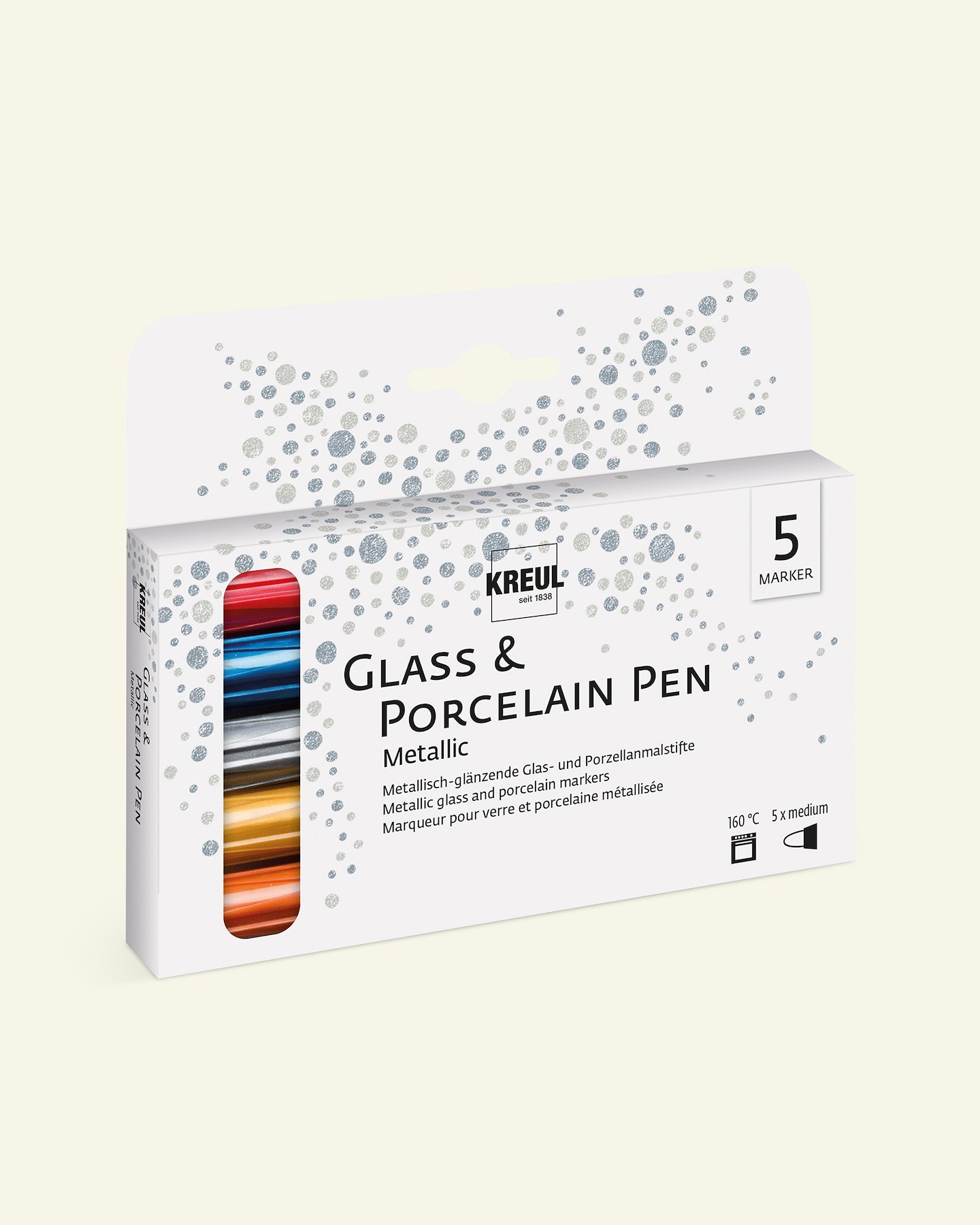 Glass&Porcelainpen medium set/5 metallic 31335_pack