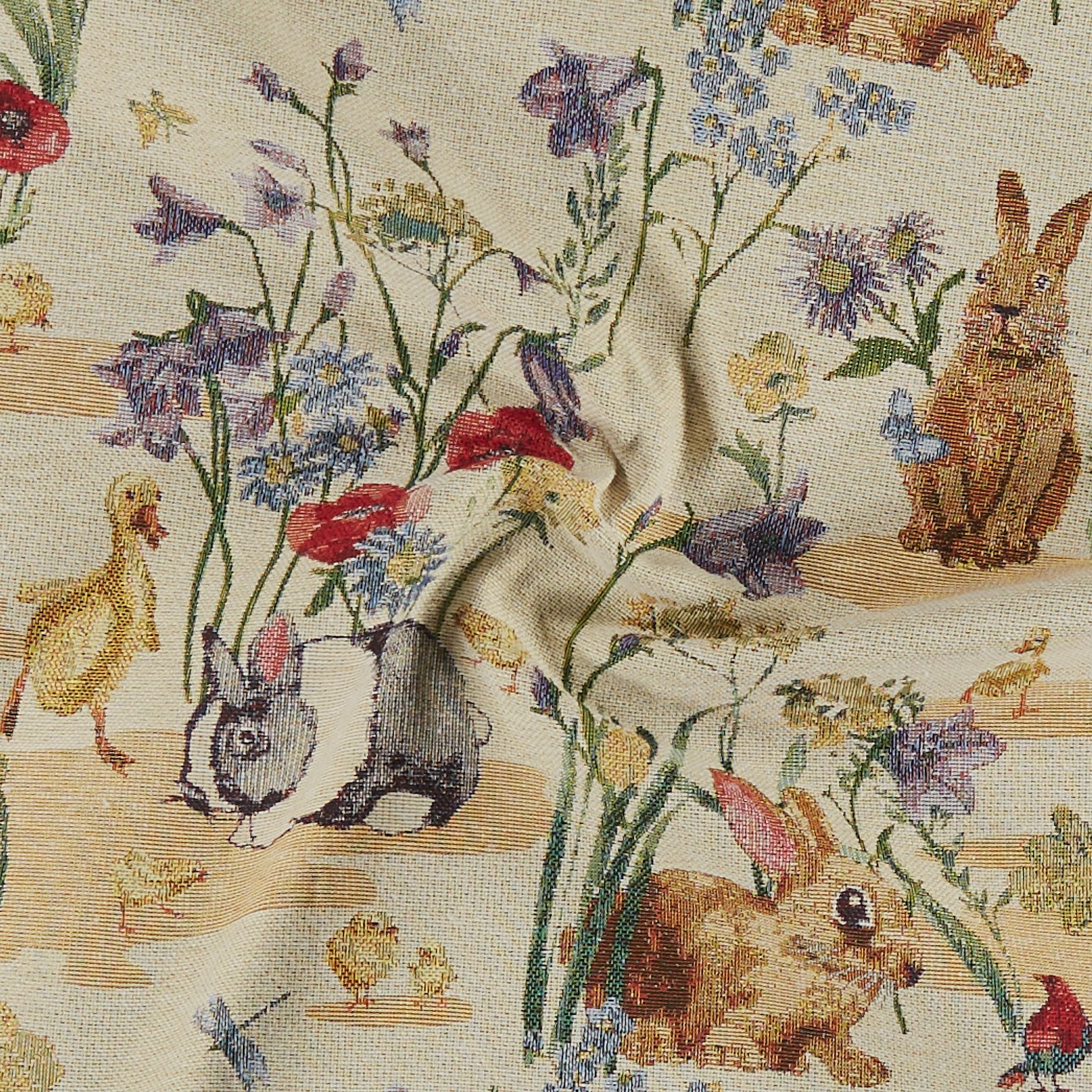 Gobelin yellow with rabbits and ducks 826664_pack