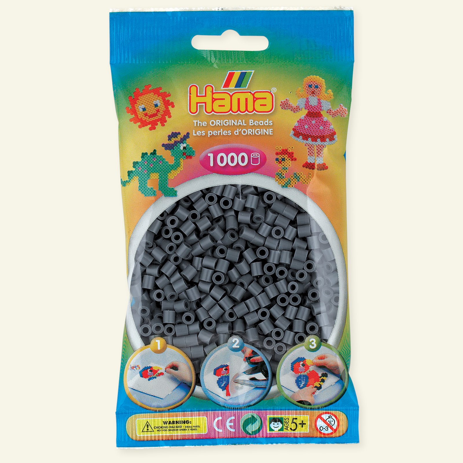 HAMA midi fuse beads 1000pcs dark grey 28346_pack