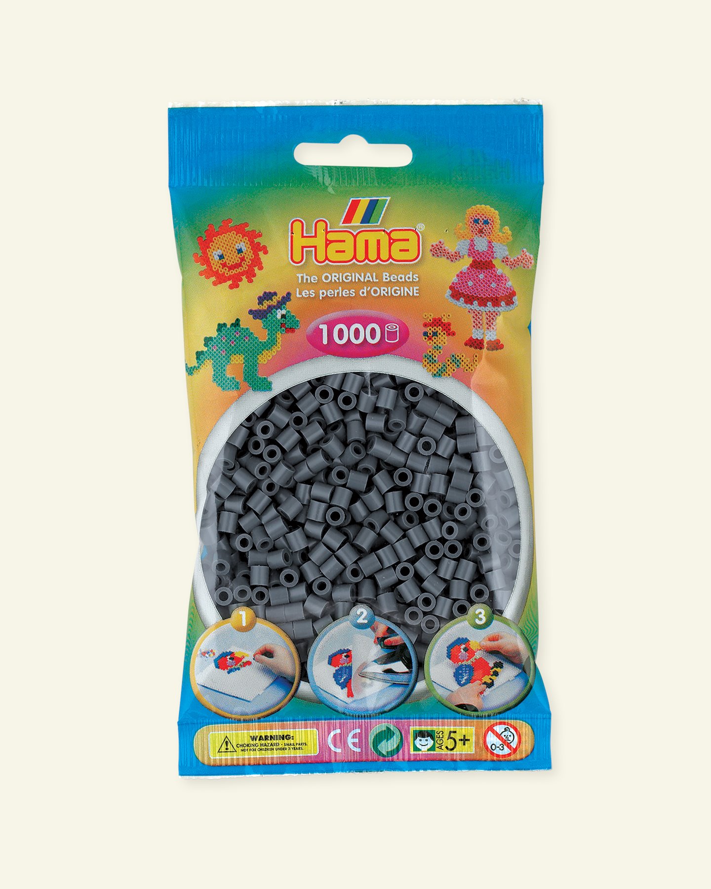 HAMA midi fuse beads 1000pcs dark grey 28346_pack