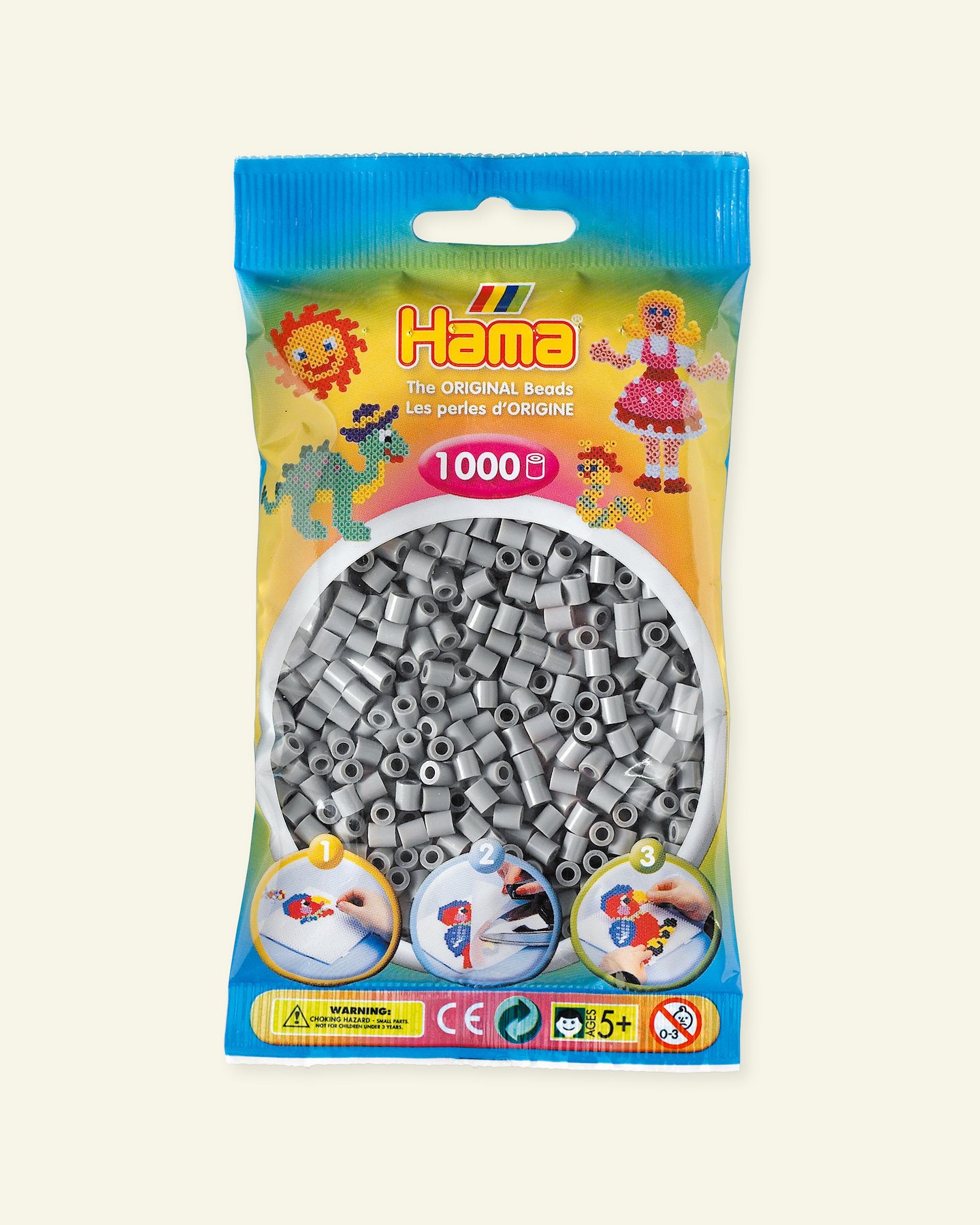 HAMA midi fuse beads 1000pcs grey 28317_pack