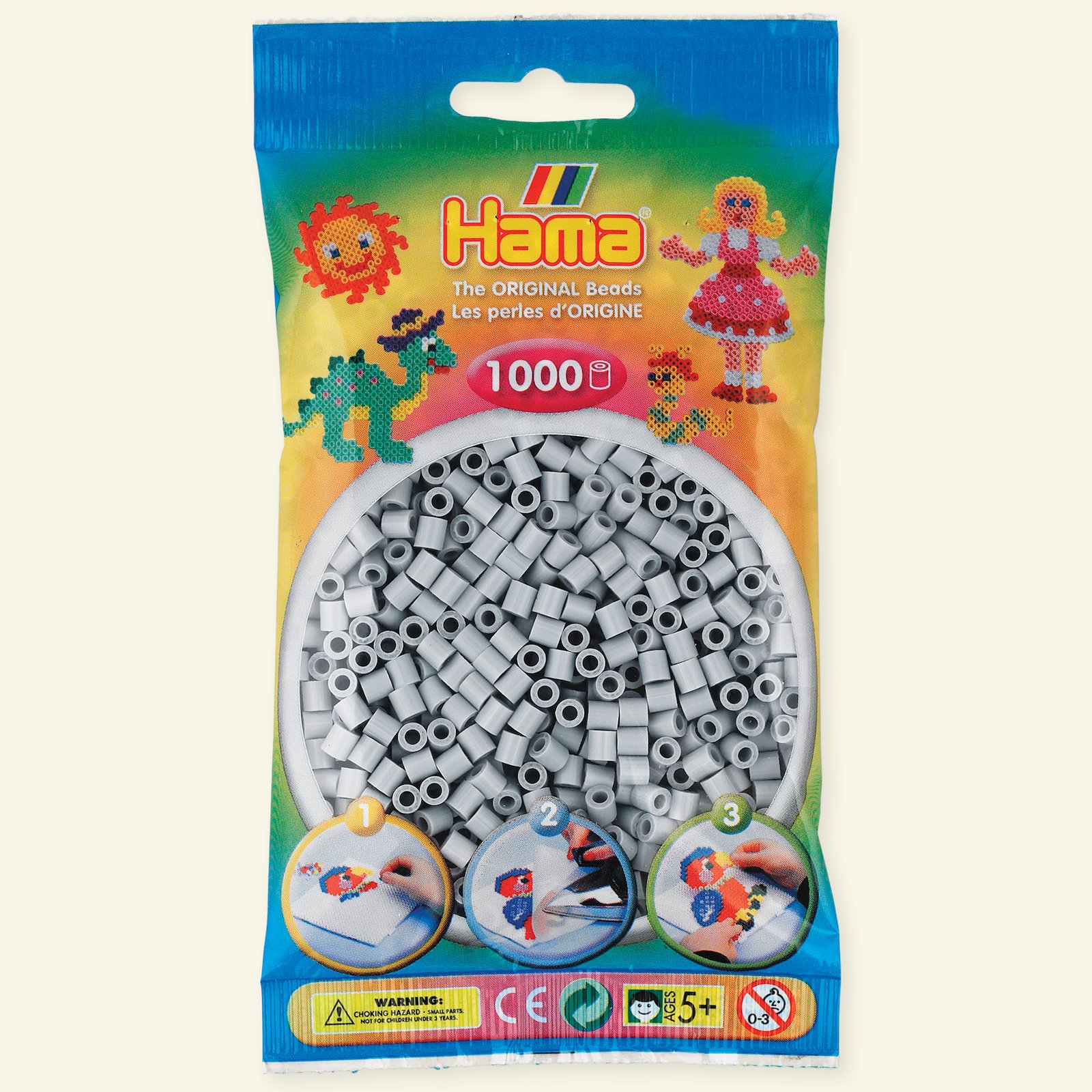 HAMA midi fuse beads 1000pcs light grey 28345_pack