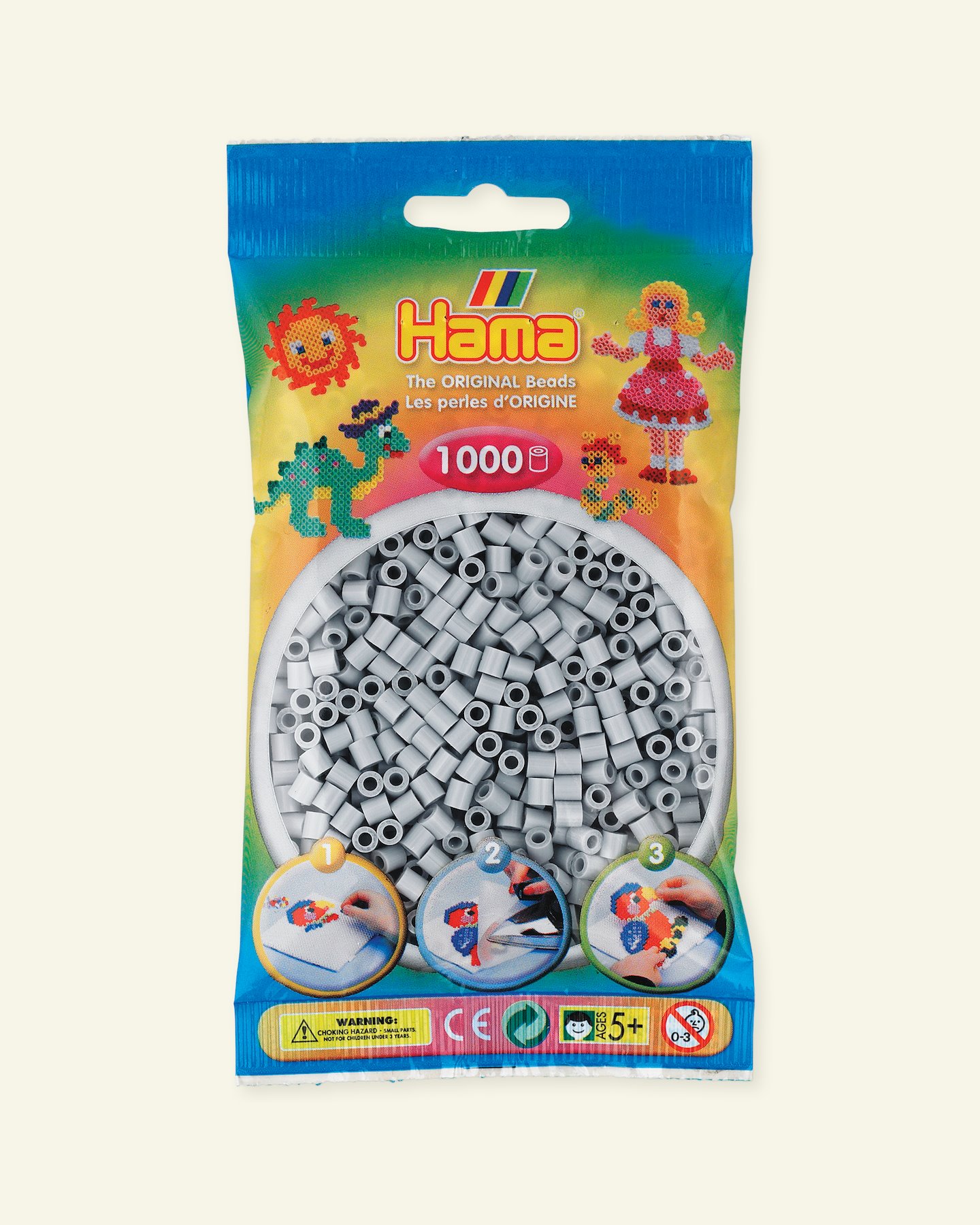 HAMA midi fuse beads 1000pcs light grey 28345_pack
