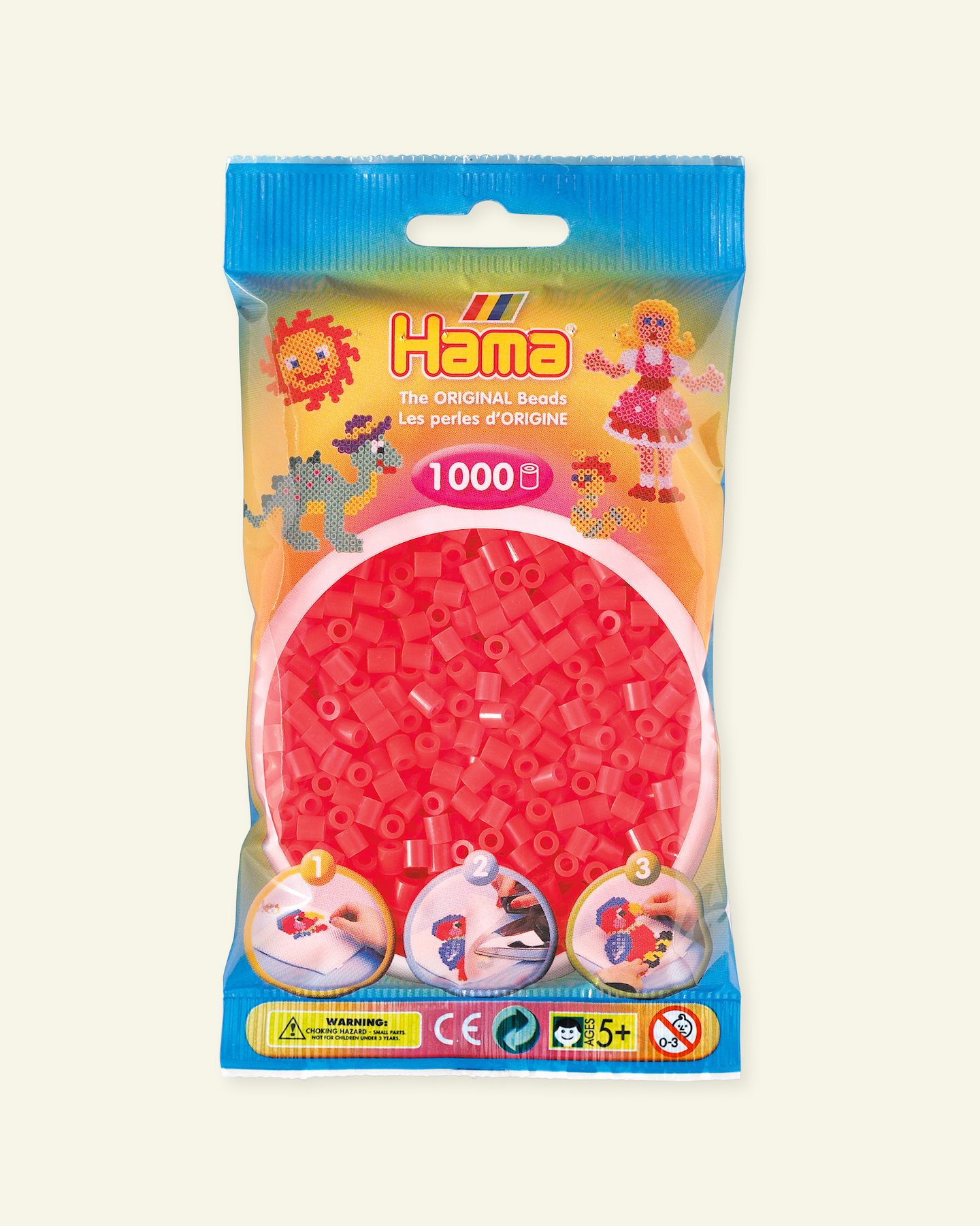 HAMA midi fuse beads 1000pcs neon red 28332_pack