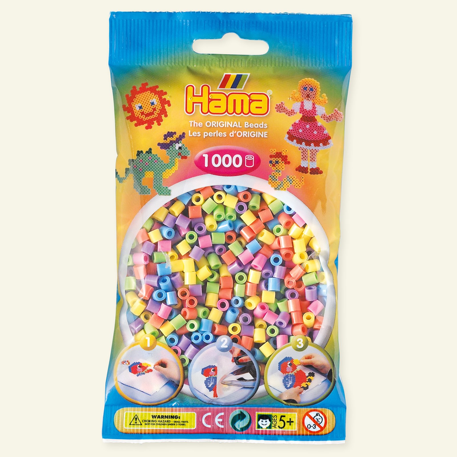 HAMA midi fuse beads 1000pcs pastel mix 28369_pack