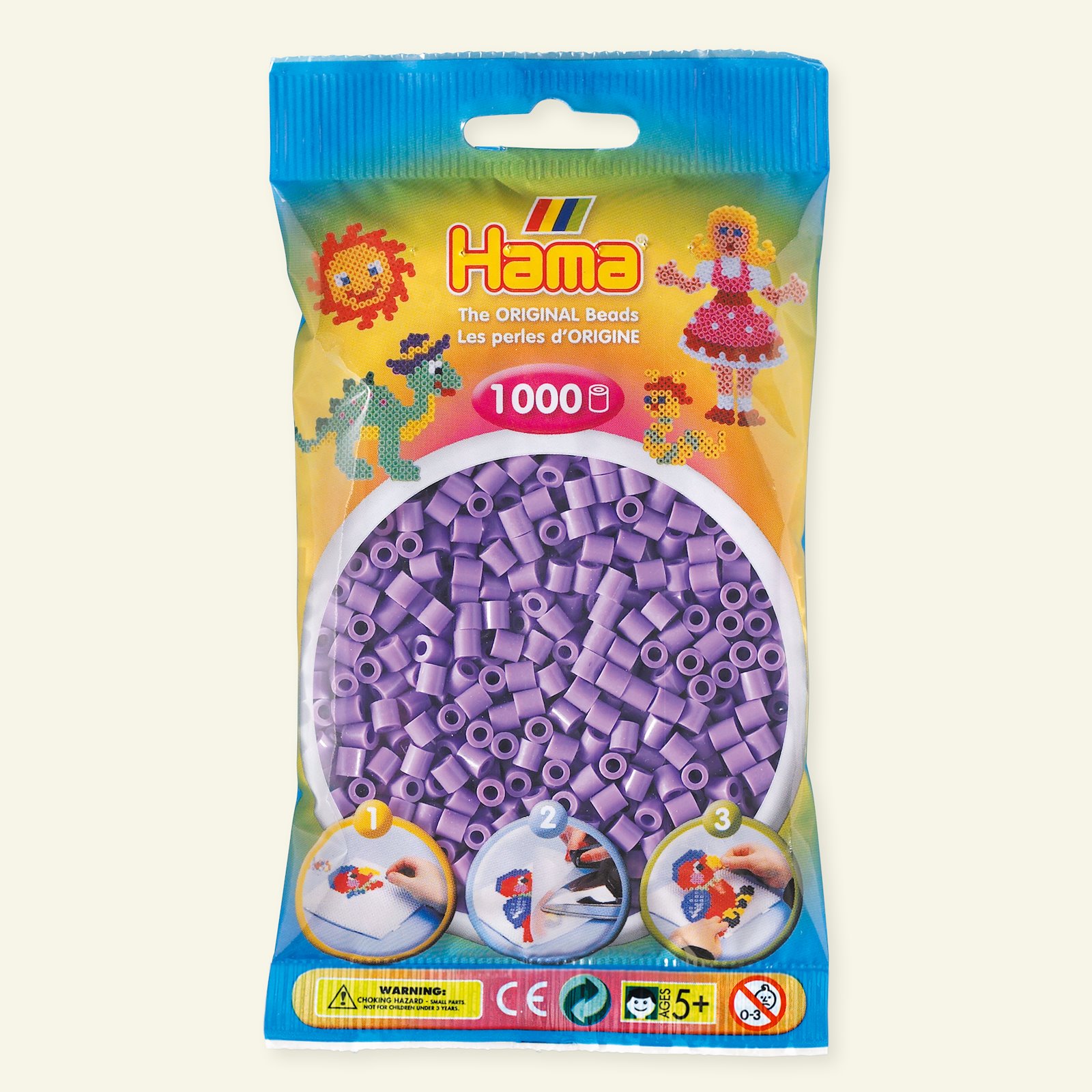 HAMA midi fuse beads 1000pcs pastel purp 28339_pack