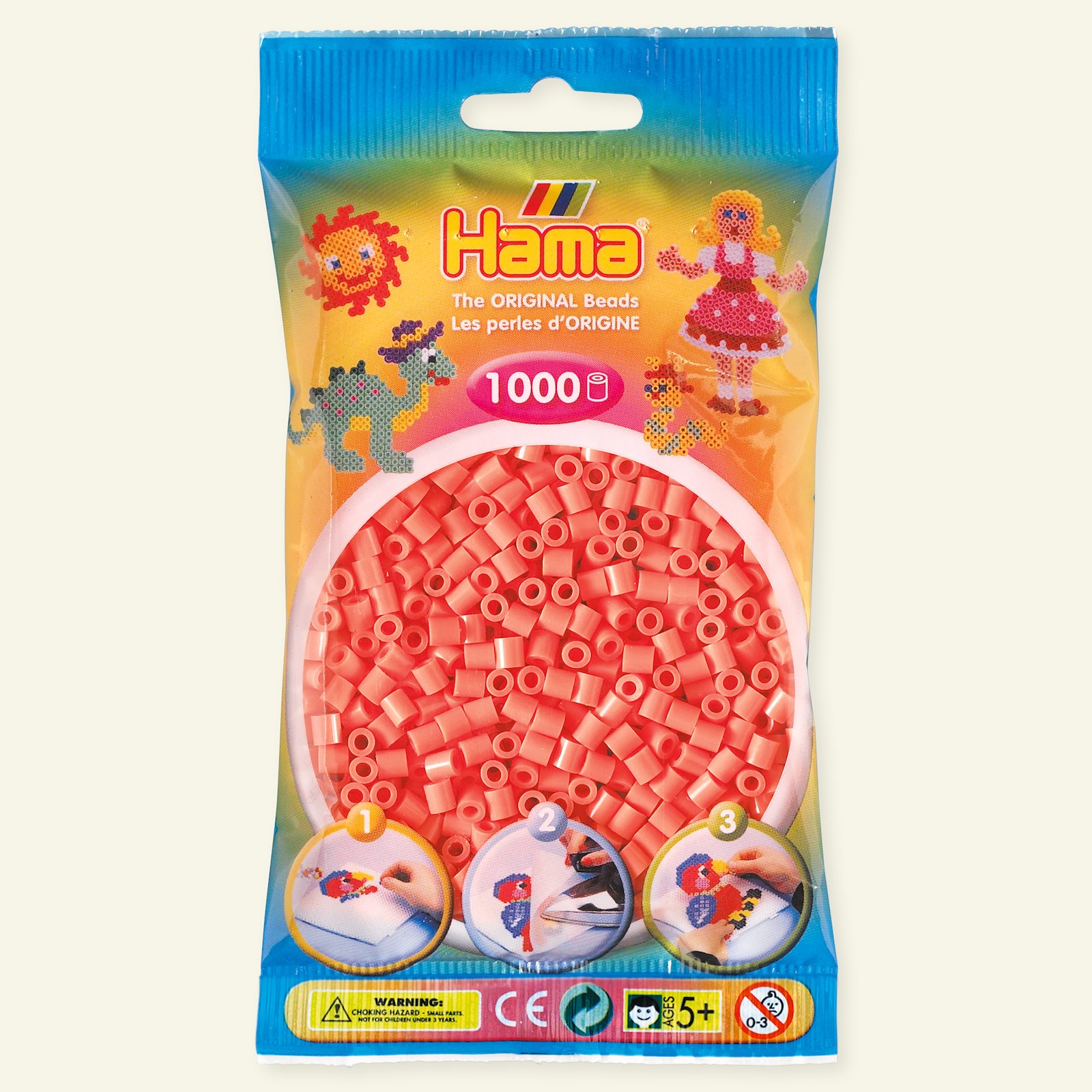 HAMA midi fuse beads 1000pcs pastel red 28338_pack