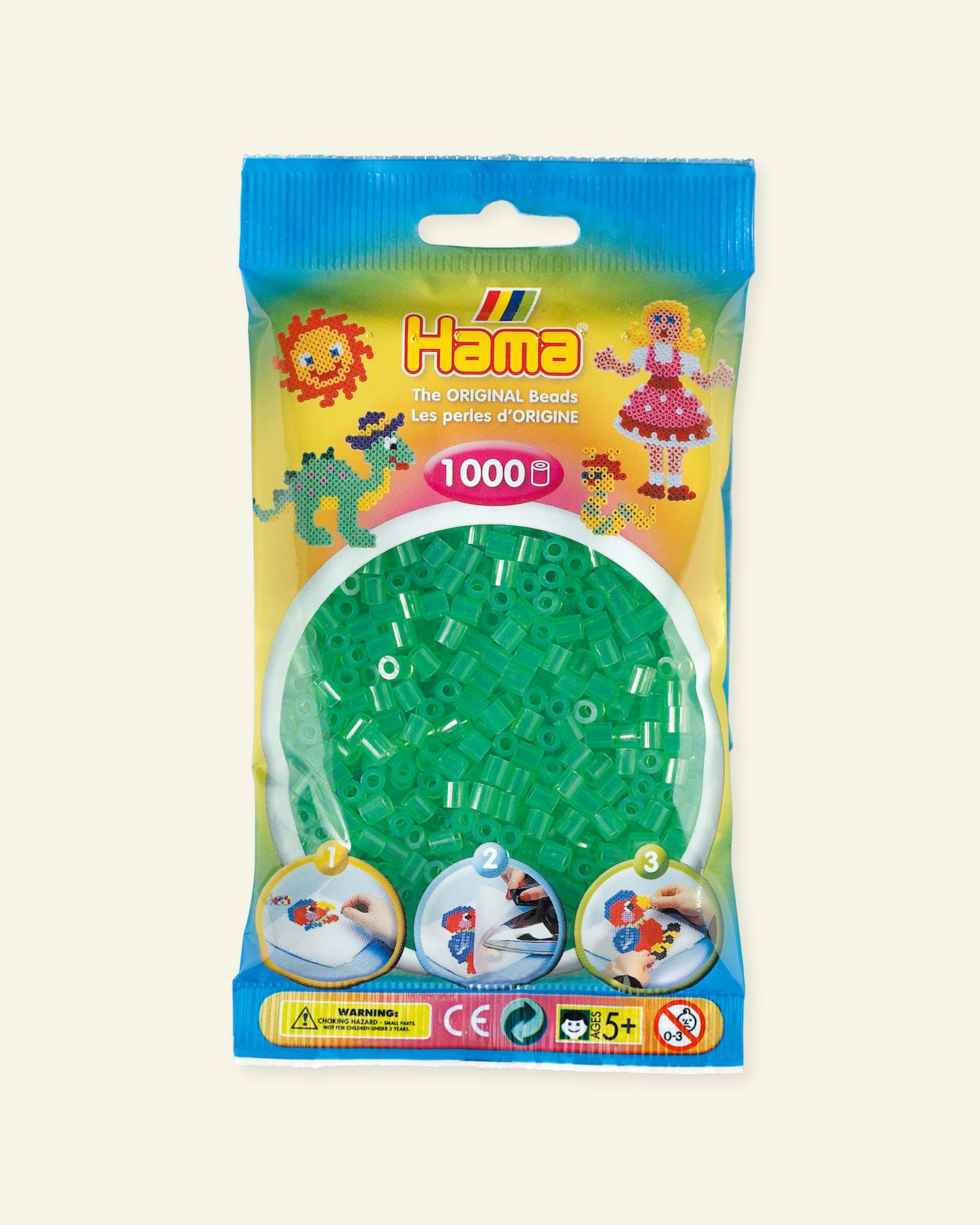 HAMA midi fuse beads 1000pcs trans green 28316_pack