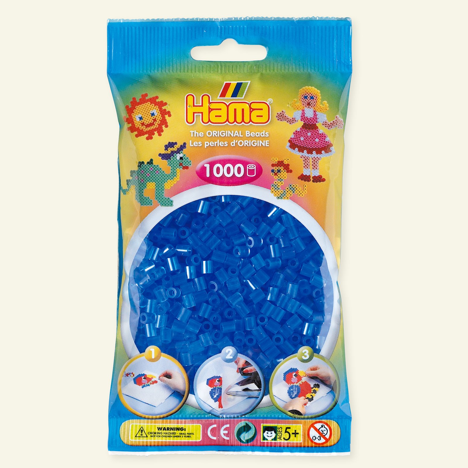 HAMA midi fuse beads 1000pcs transp blue 28315_pack