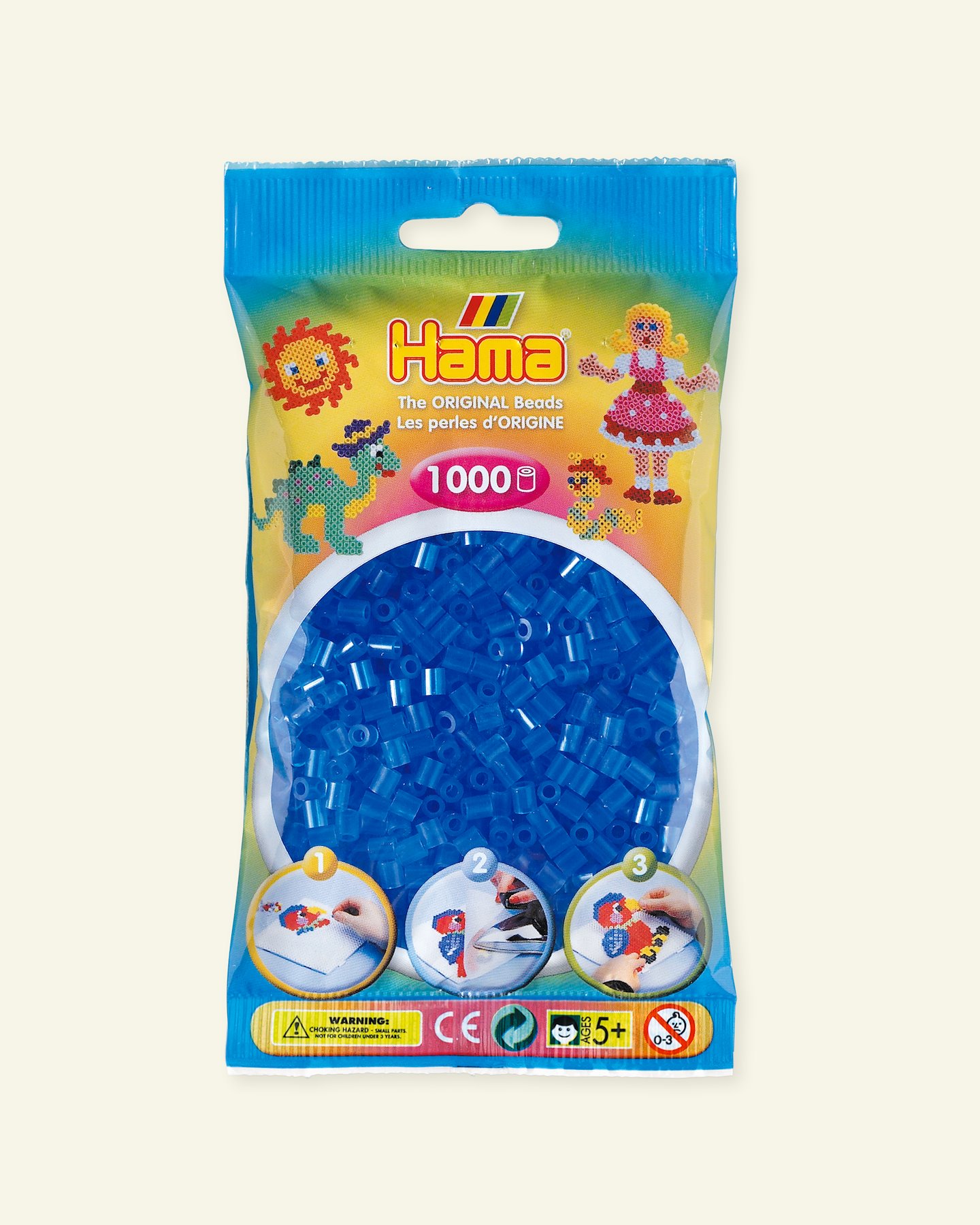 HAMA midi fuse beads 1000pcs transp blue 28315_pack