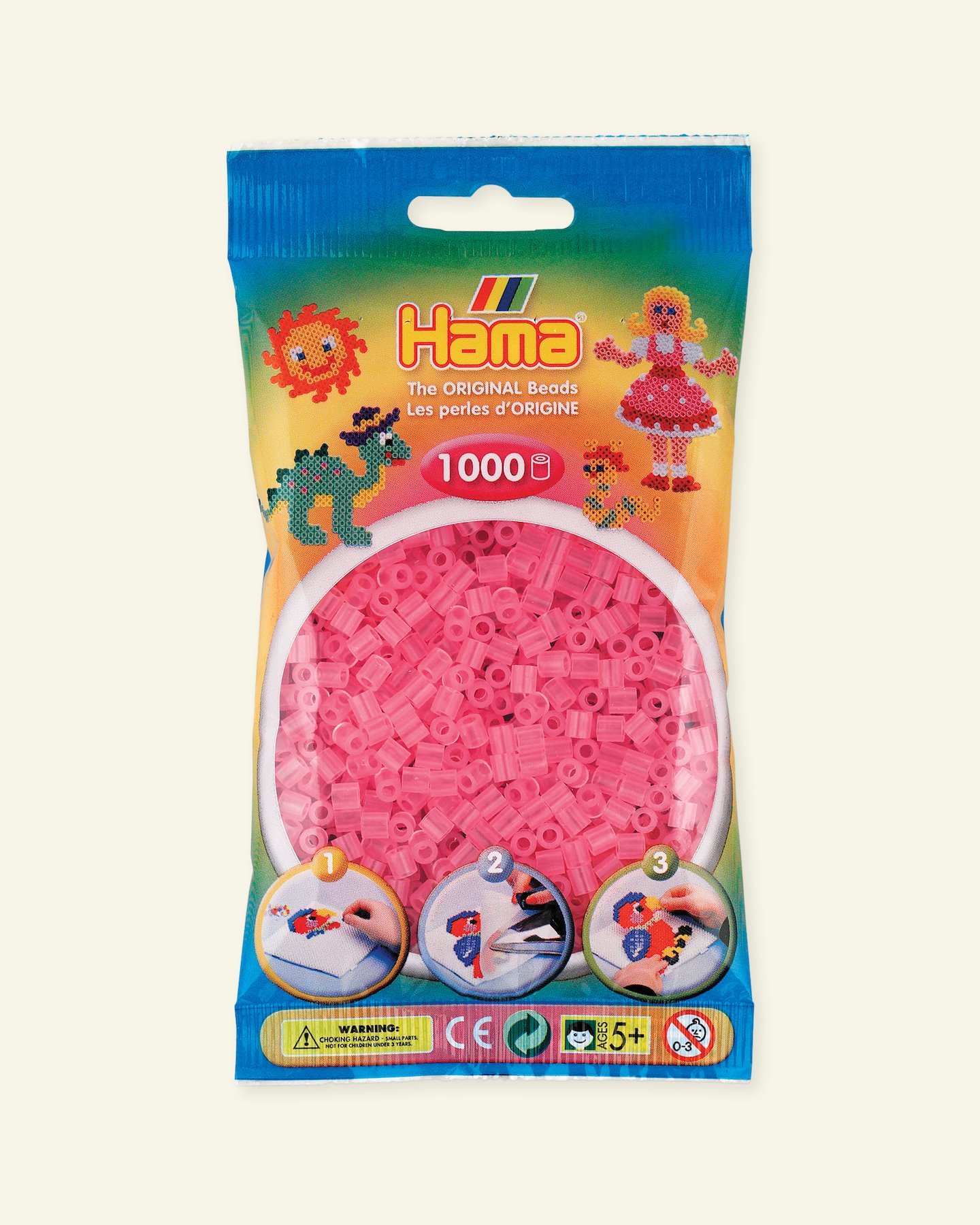 HAMA midi fuse beads 1000pcs transp pink 28347_pack