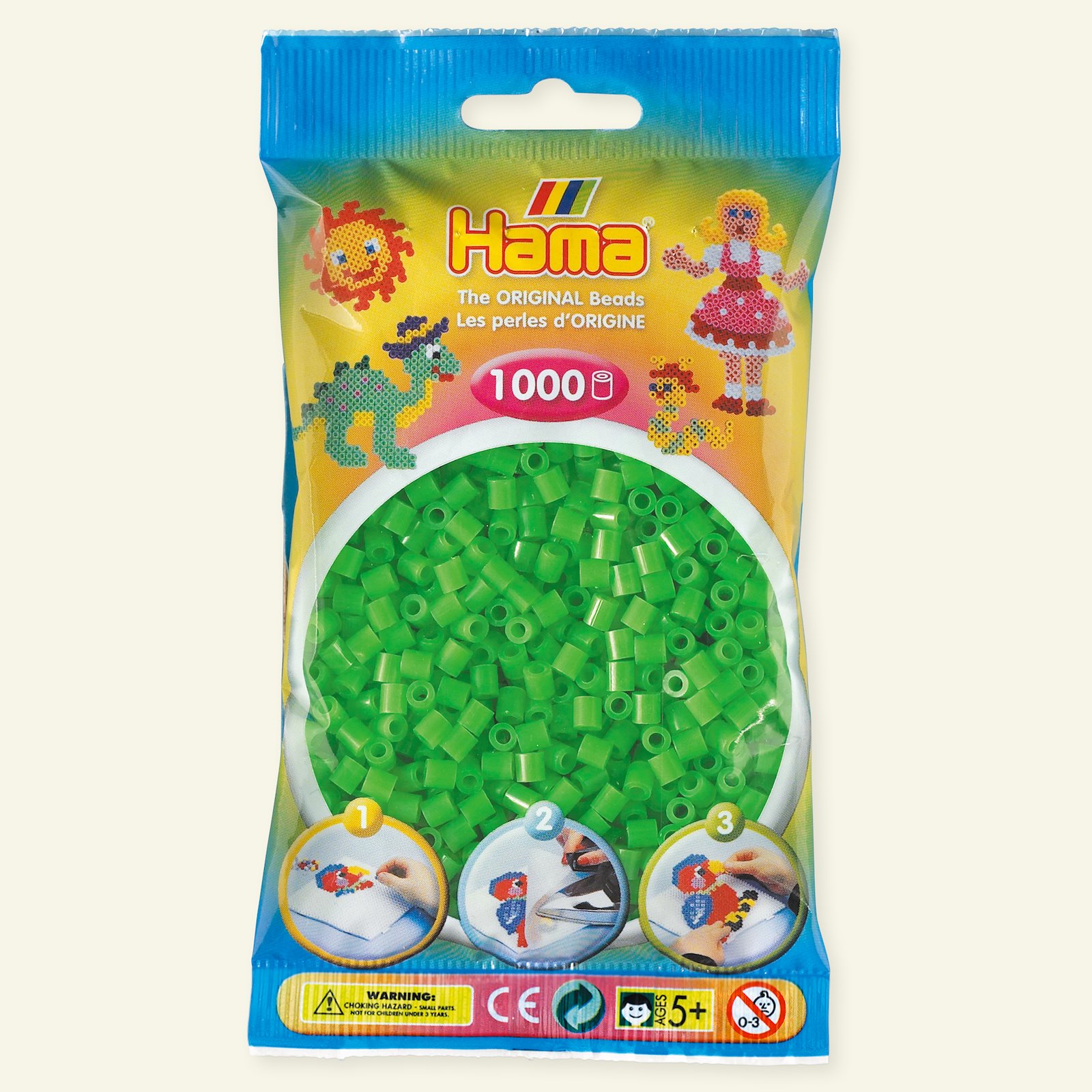 HAMA midi perler 1000stk fluo. grøn 28336_pack