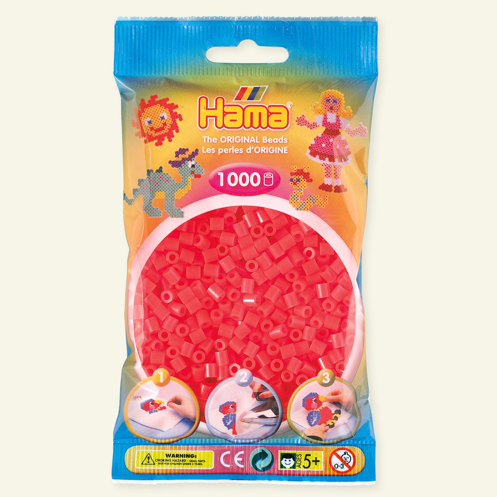 HAMA midi perler 1000stk neon rød 28332_pack