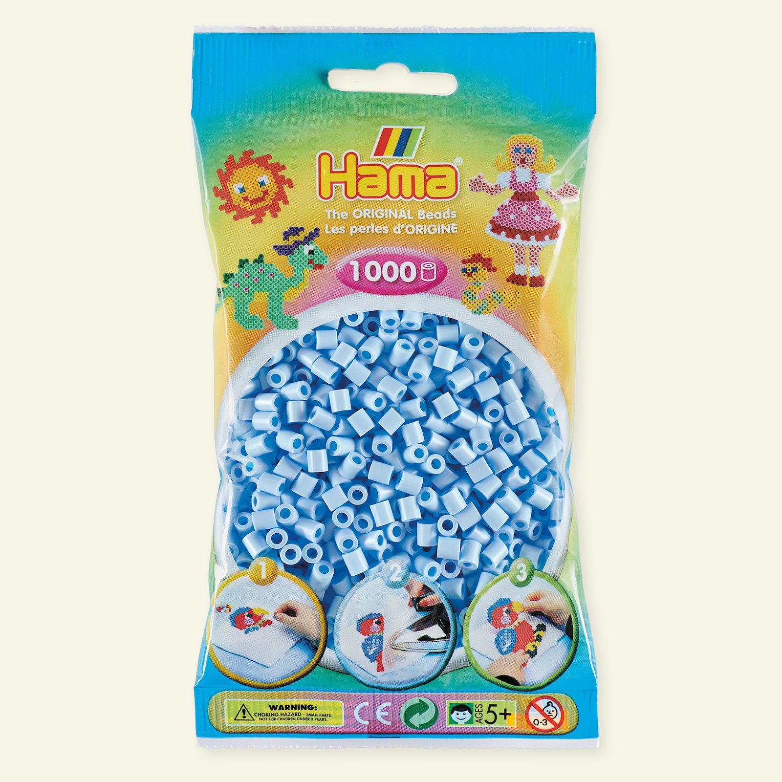 HAMA midi perler 1000stk pastel isblå 28360_pack