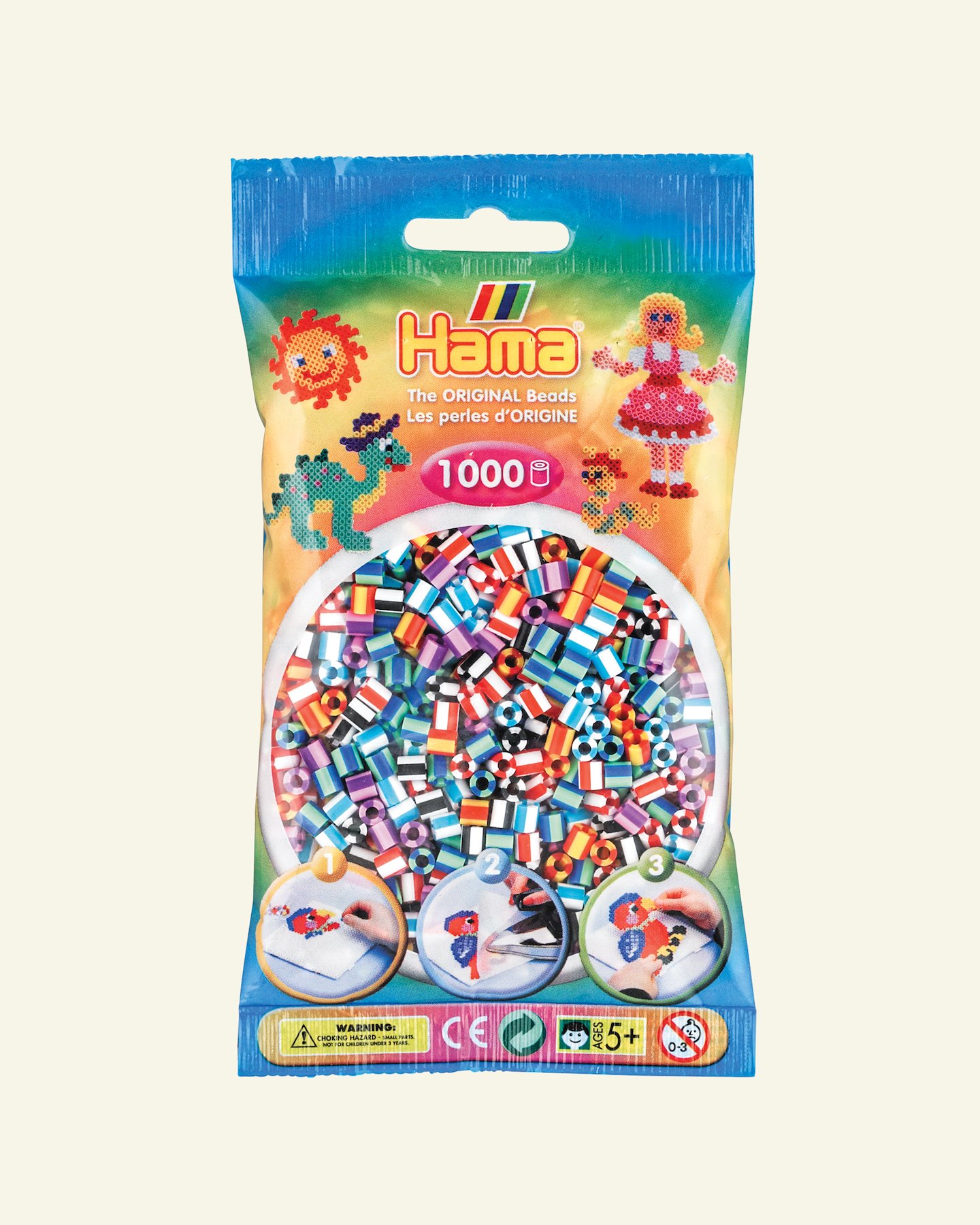 HAMA midi perler 1000stk stripet mix 90 28377_pack