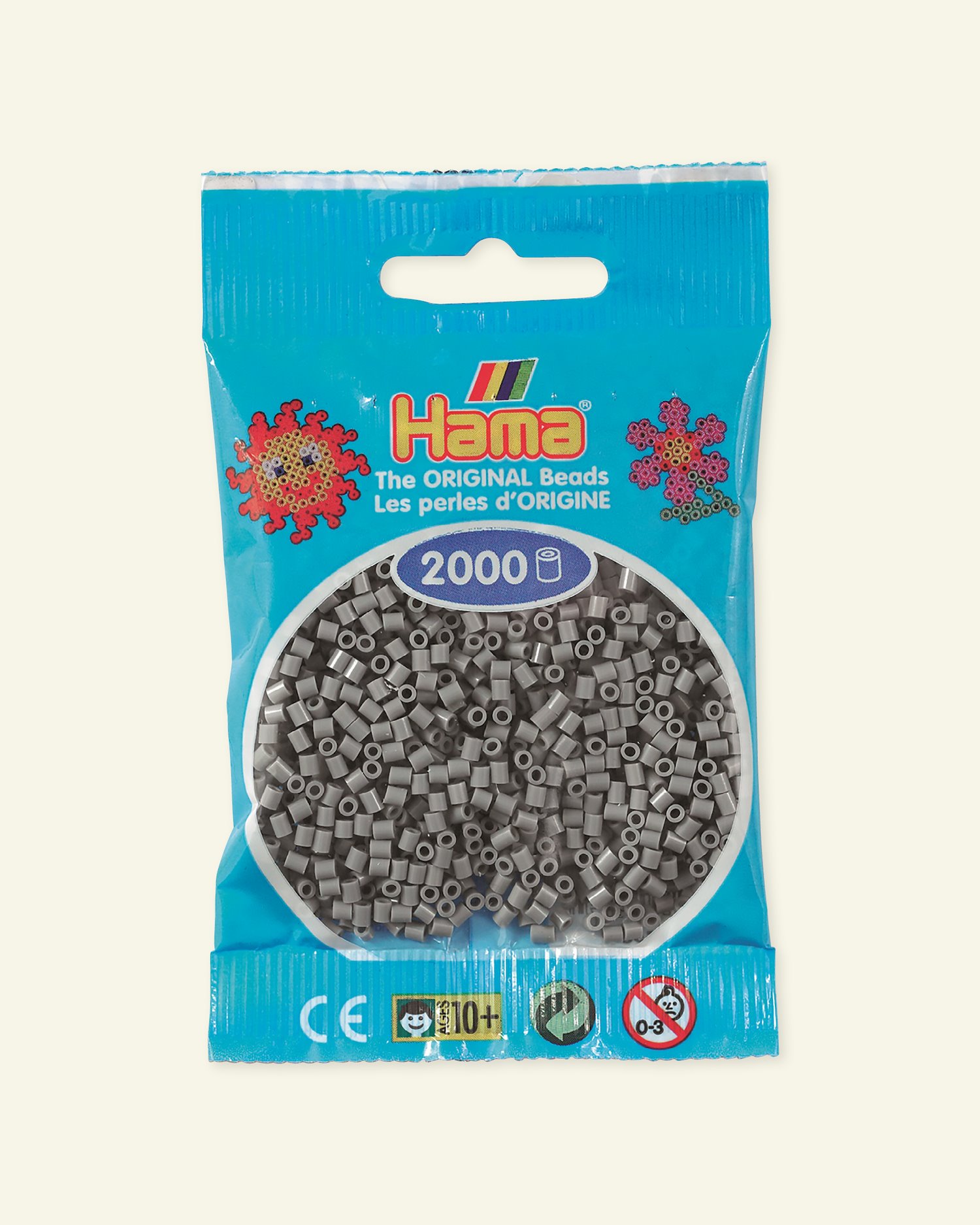 HAMA mini fuse beads 2000pcs grey 28417_pack