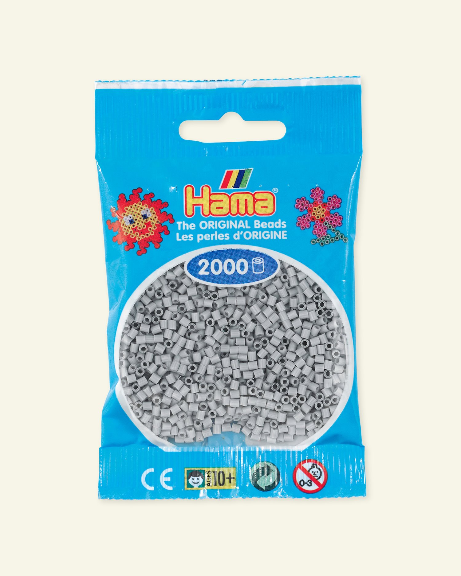 HAMA mini fuse beads 2000pcs light grey 28446_pack