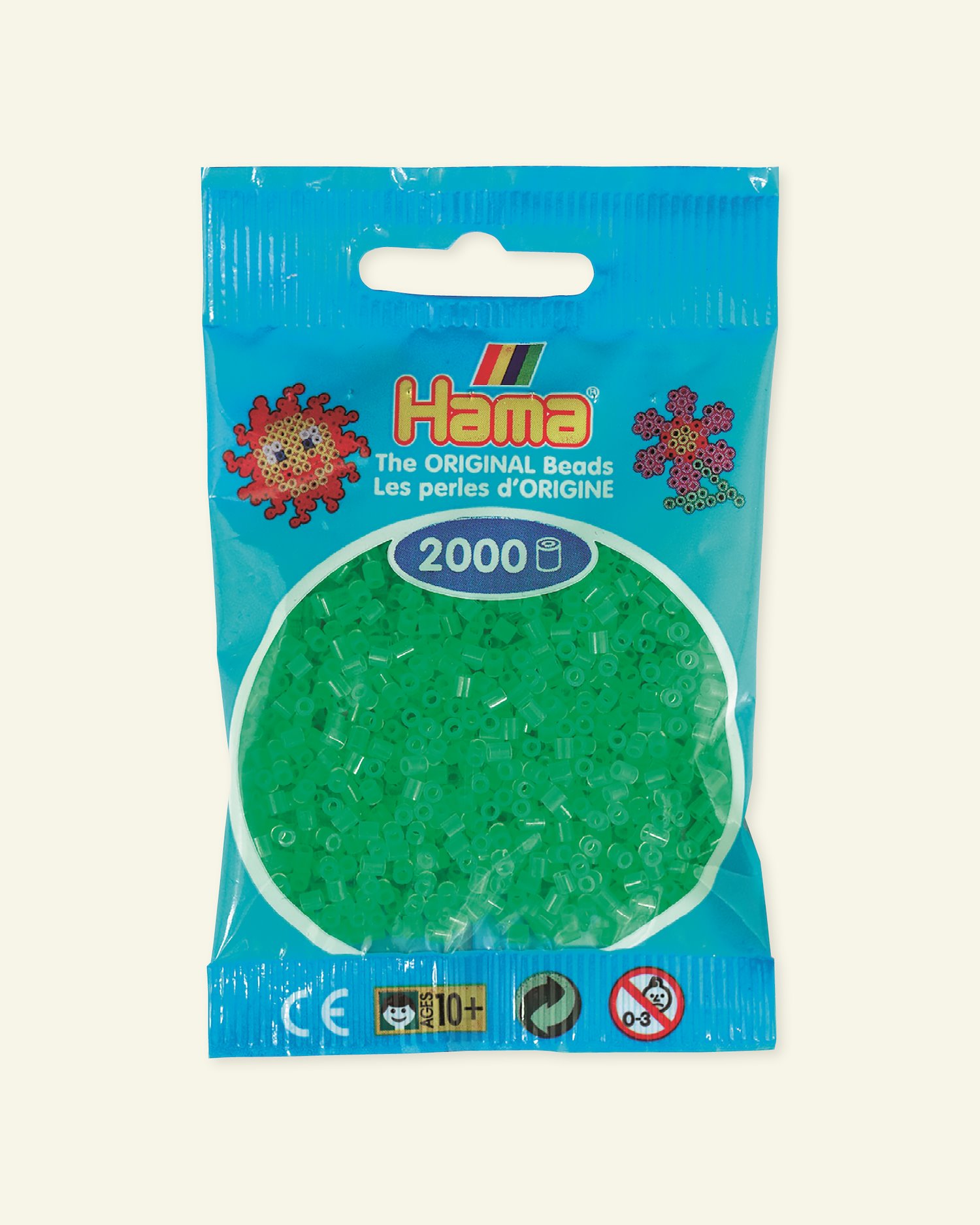 HAMA mini fuse beads 2000pcs neon green 28435_pack