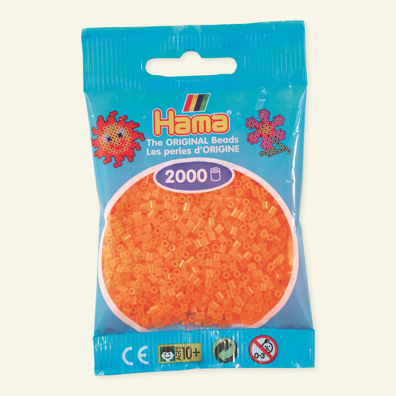 HAMA mini fuse beads 2000pcs neon orange 28436_pack