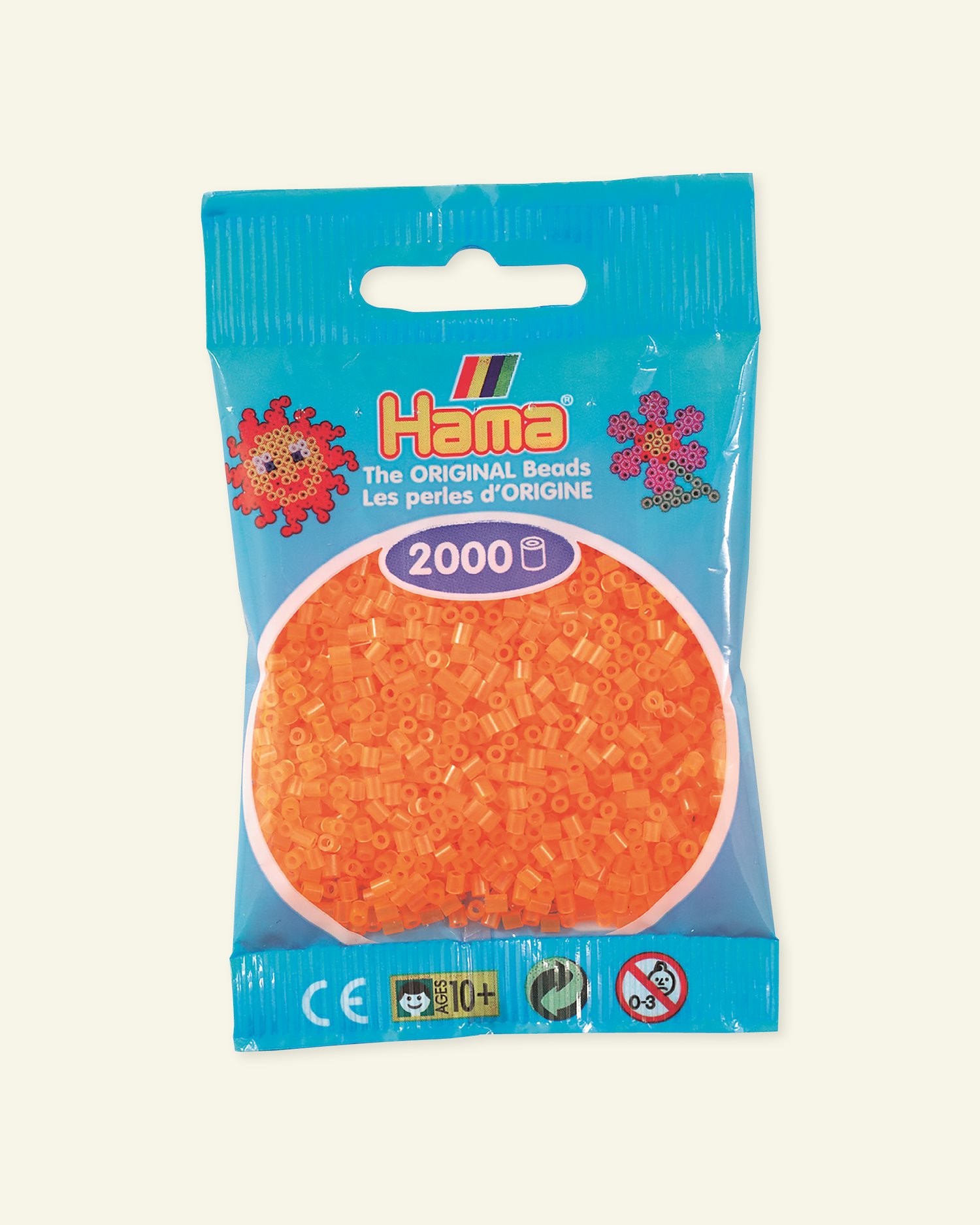HAMA mini fuse beads 2000pcs neon orange 28436_pack