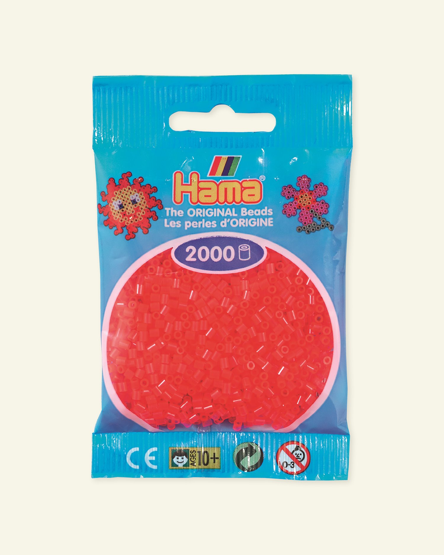 HAMA mini fuse beads 2000pcs neon red 28433_pack