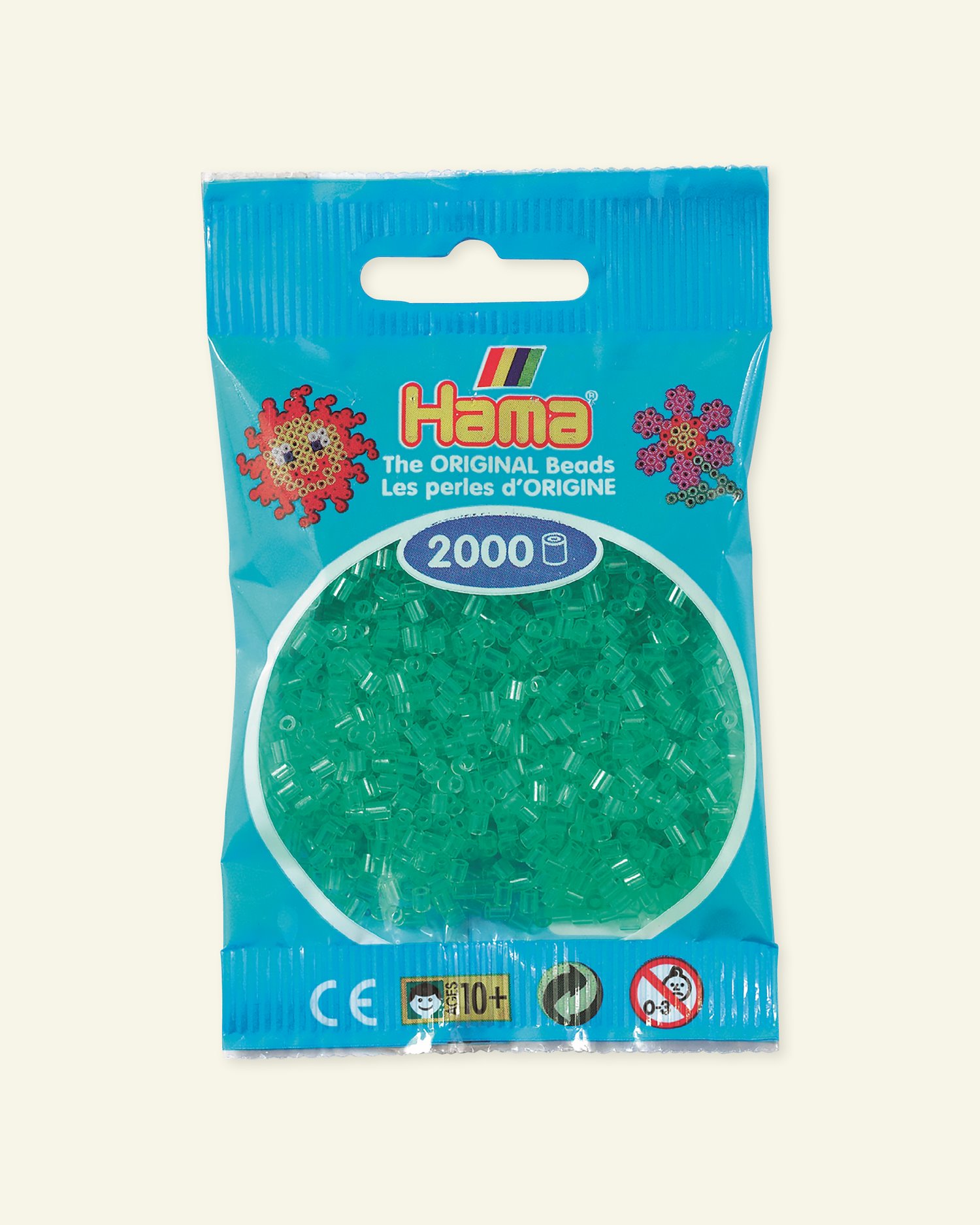 HAMA mini fuse beads 2000pcs trans green 28416_pack