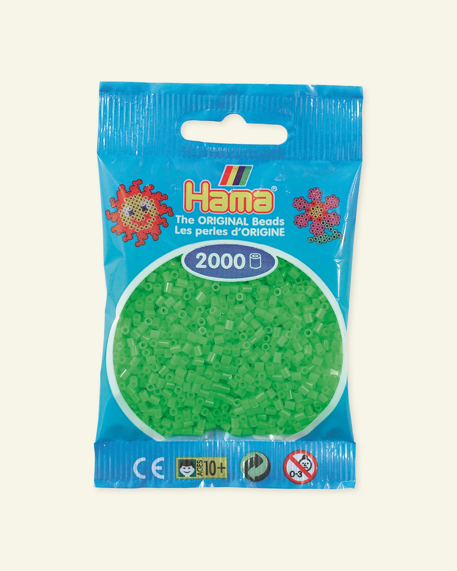 HAMA mini  pärla, 2000 st, flouriserande grön 28437_pack