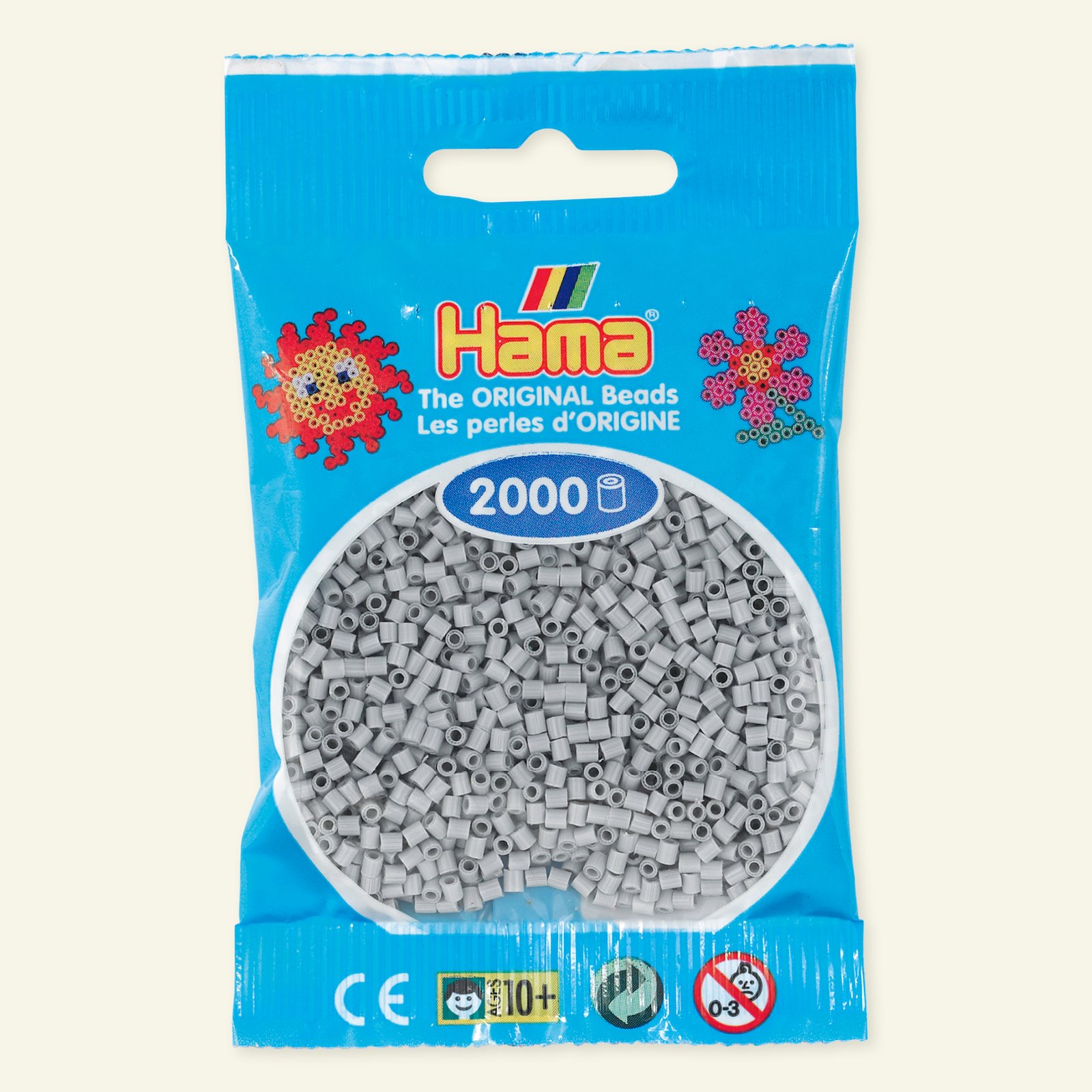 HAMA mini  pärla, 2000 st, ljusgrå 28446_pack